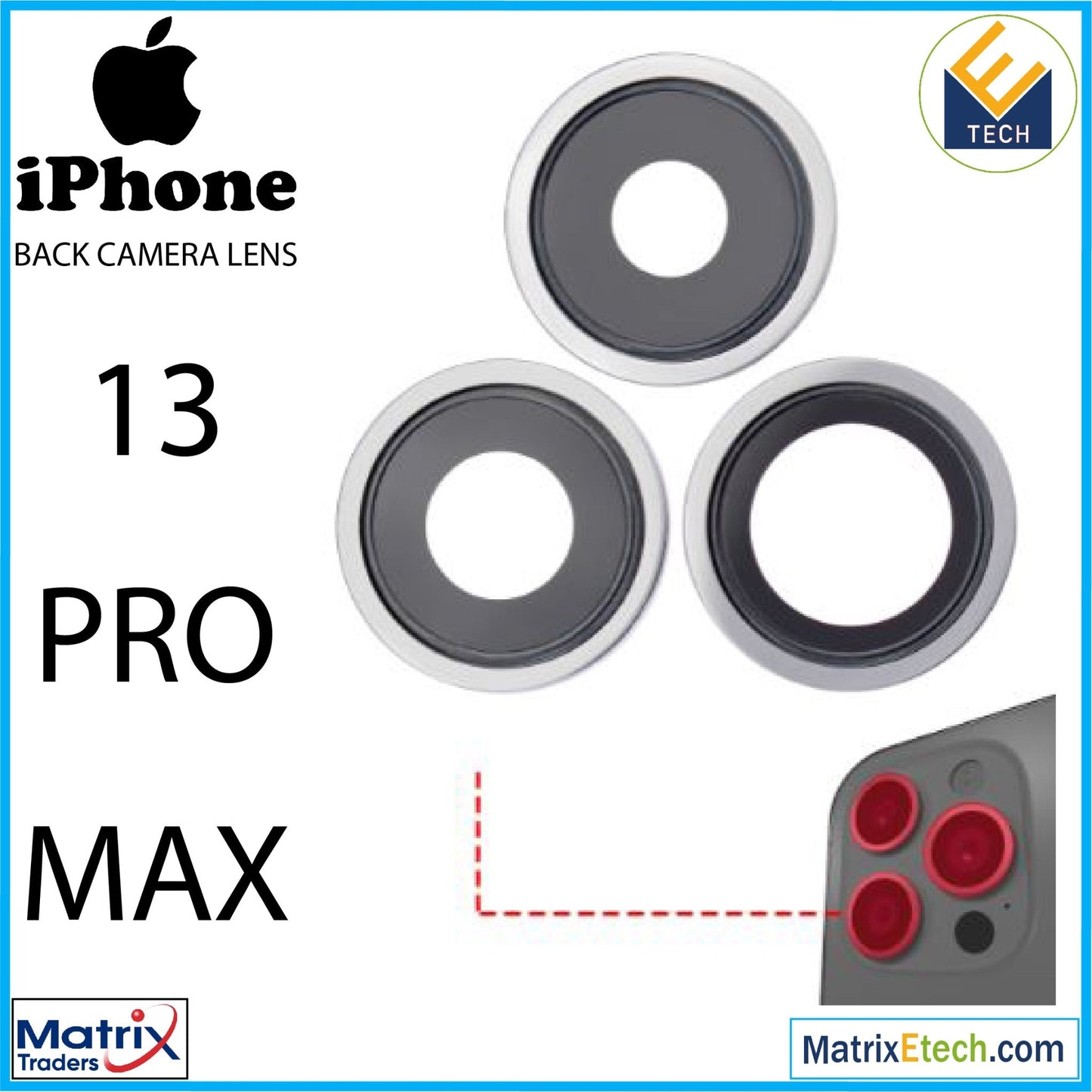 iPhone 13 Pro Max Back Camera Lens With Bracket & Bezel - Matrix Traders