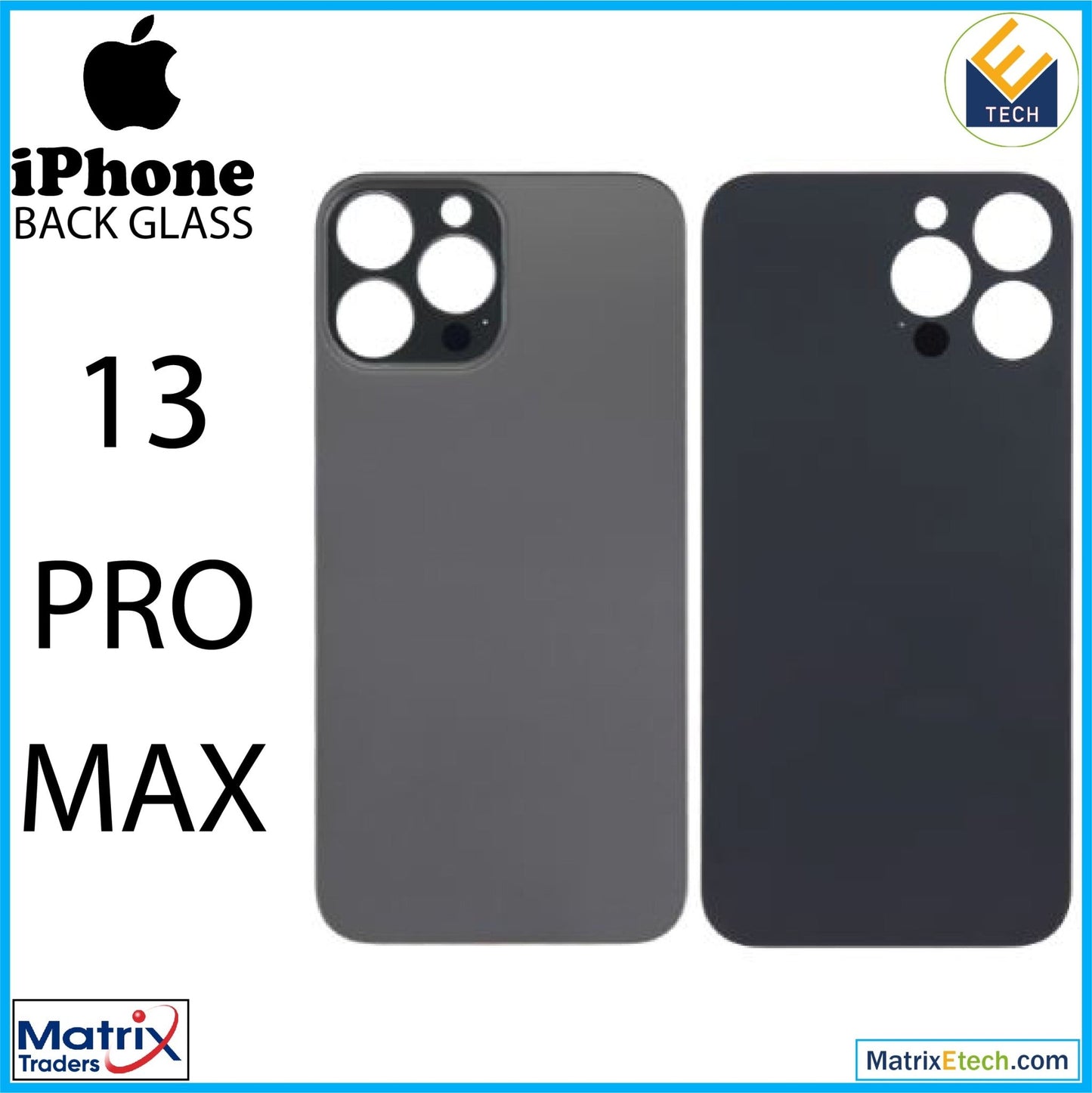 iPhone 13 Pro Max Back Glass With 3M Adhesive (Normal) - Matrix Traders