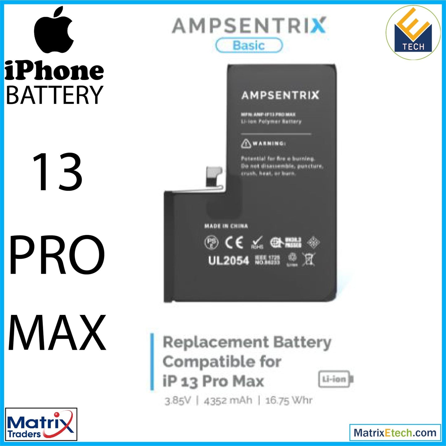 iPhone 13 Pro Max Replacement Battery - Matrix Traders