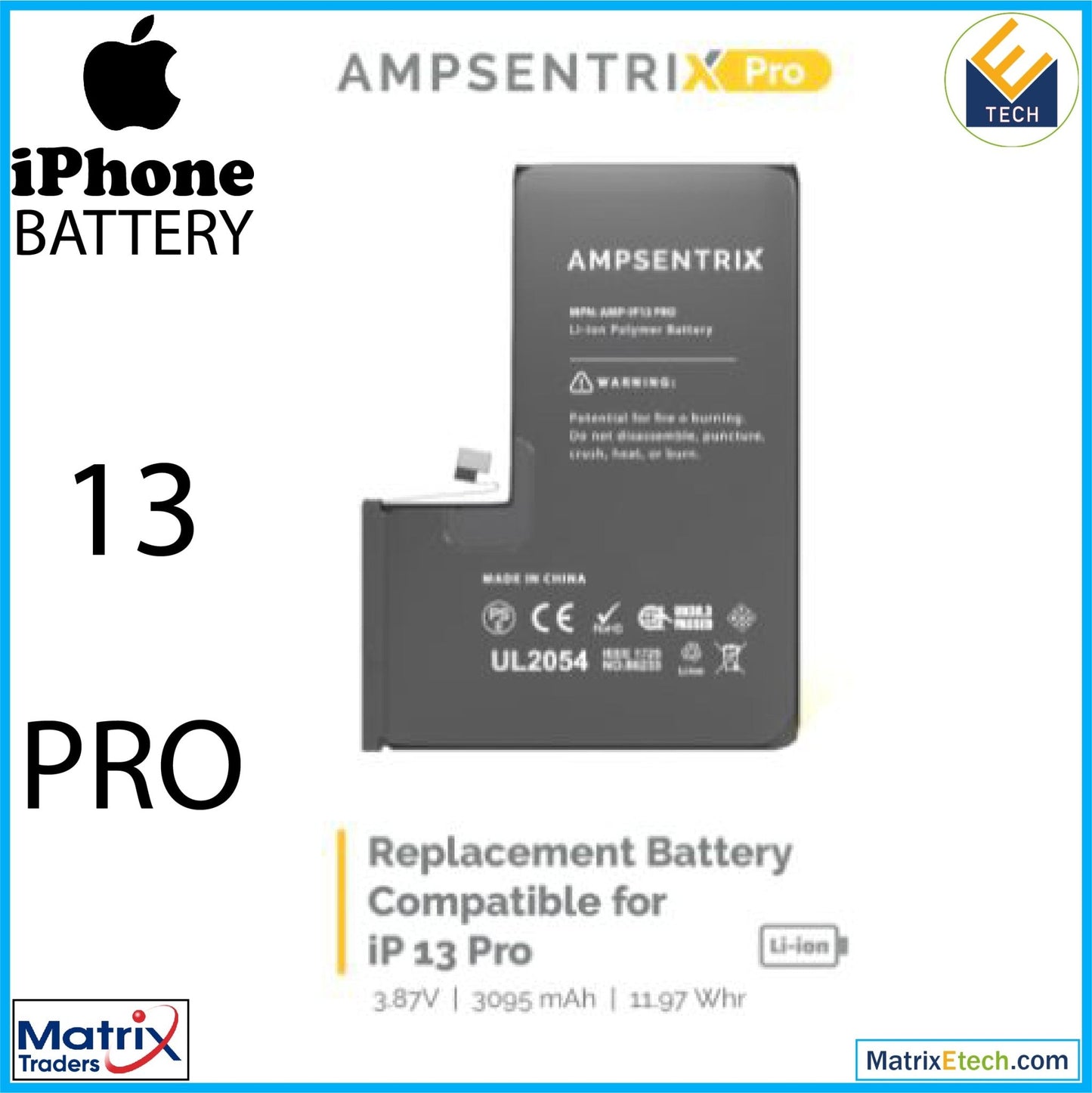 iPhone 13 Pro Replacement Battery - Matrix Traders