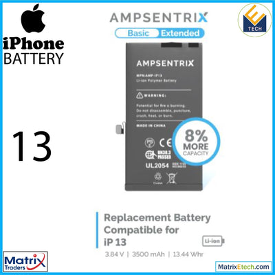 iPhone 13 Replacement Battery (AmpSentrix Basic Extended) - Matrix Traders