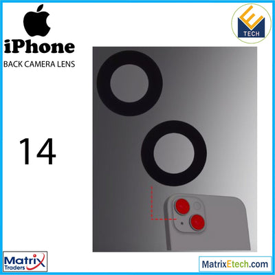 iPhone 14 Back Camera Lens (Glass Only) With Adhesive (2 Piece Set) (10 Pack) - Matrix Traders