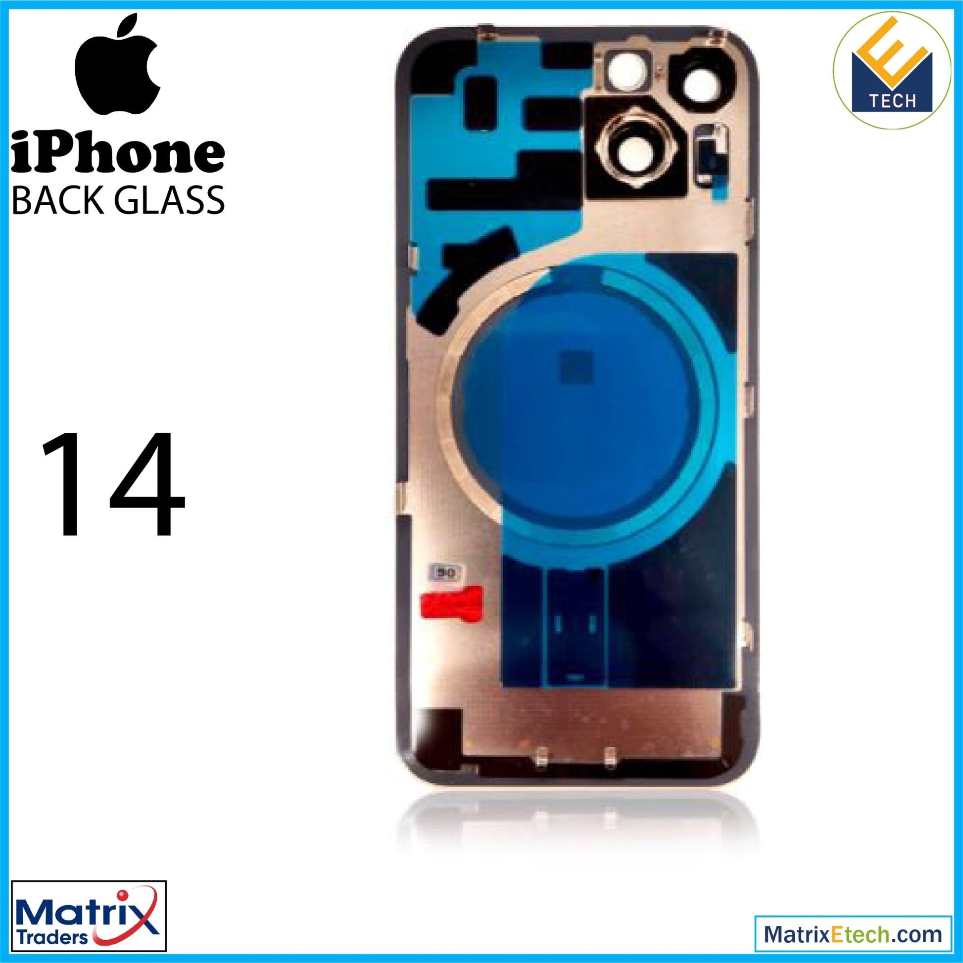 iPhone 14 Back Glass With Steel Plate (Normal) - Matrix Traders