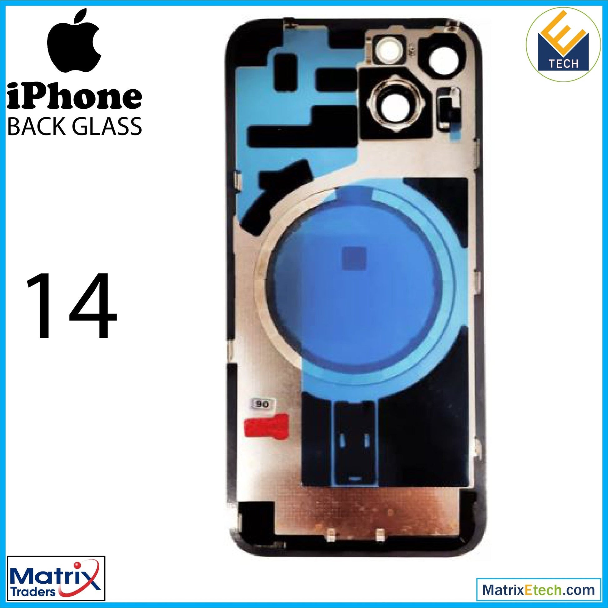 iPhone 14 Back Glass With Steel Plate (Normal) - Matrix Traders