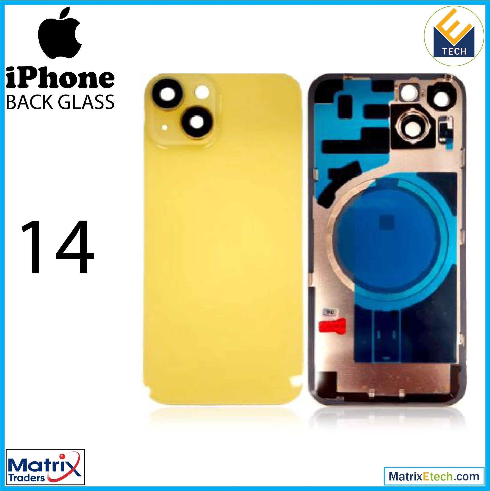 iPhone 14 Back Glass With Steel Plate (Normal) - Matrix Traders