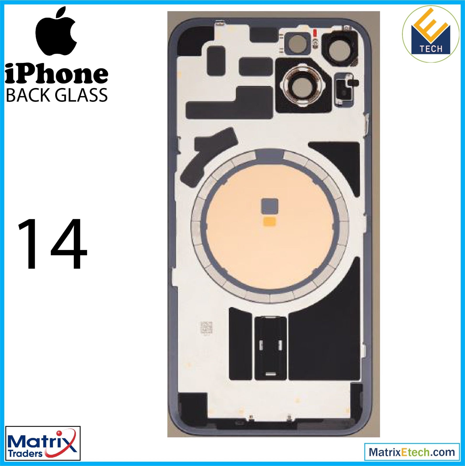 iPhone 14 Back Glass With Steel Plate (Used OEM Pull Grade A) - Matrix Traders