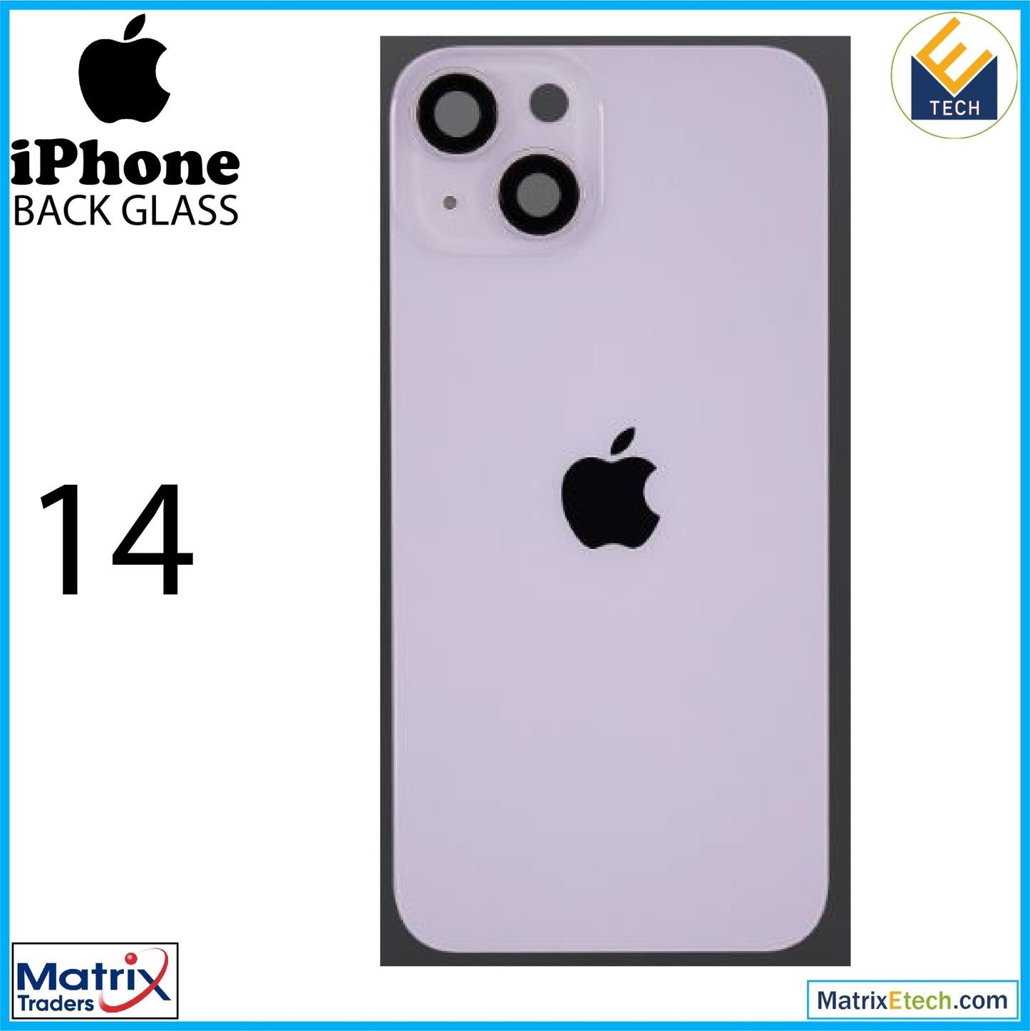 iPhone 14 Back Glass With Steel Plate (Used OEM Pull Grade A) - Matrix Traders