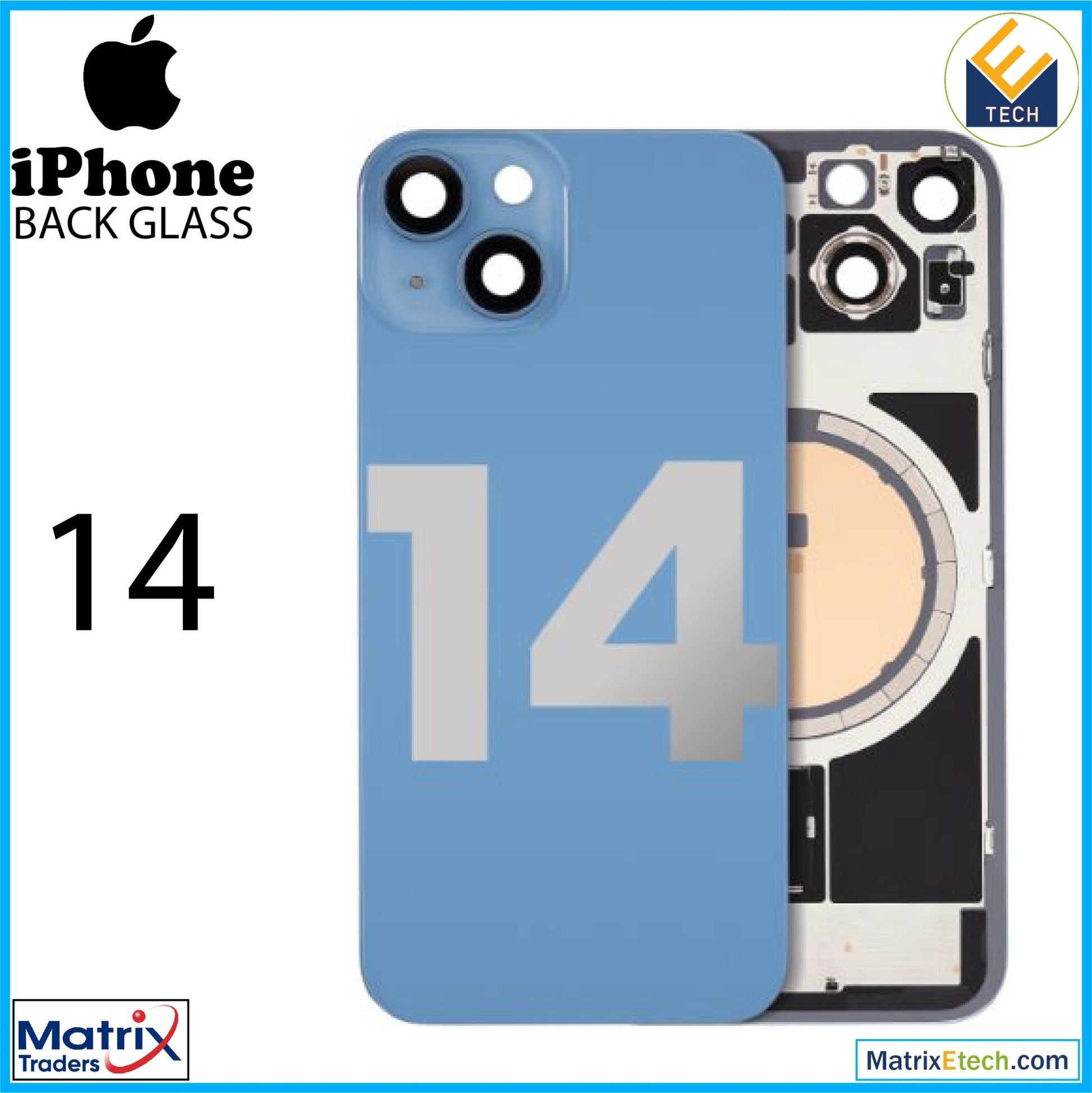 iPhone 14 Back Glass With Steel Plate (Used OEM Pull Grade A) - Matrix Traders