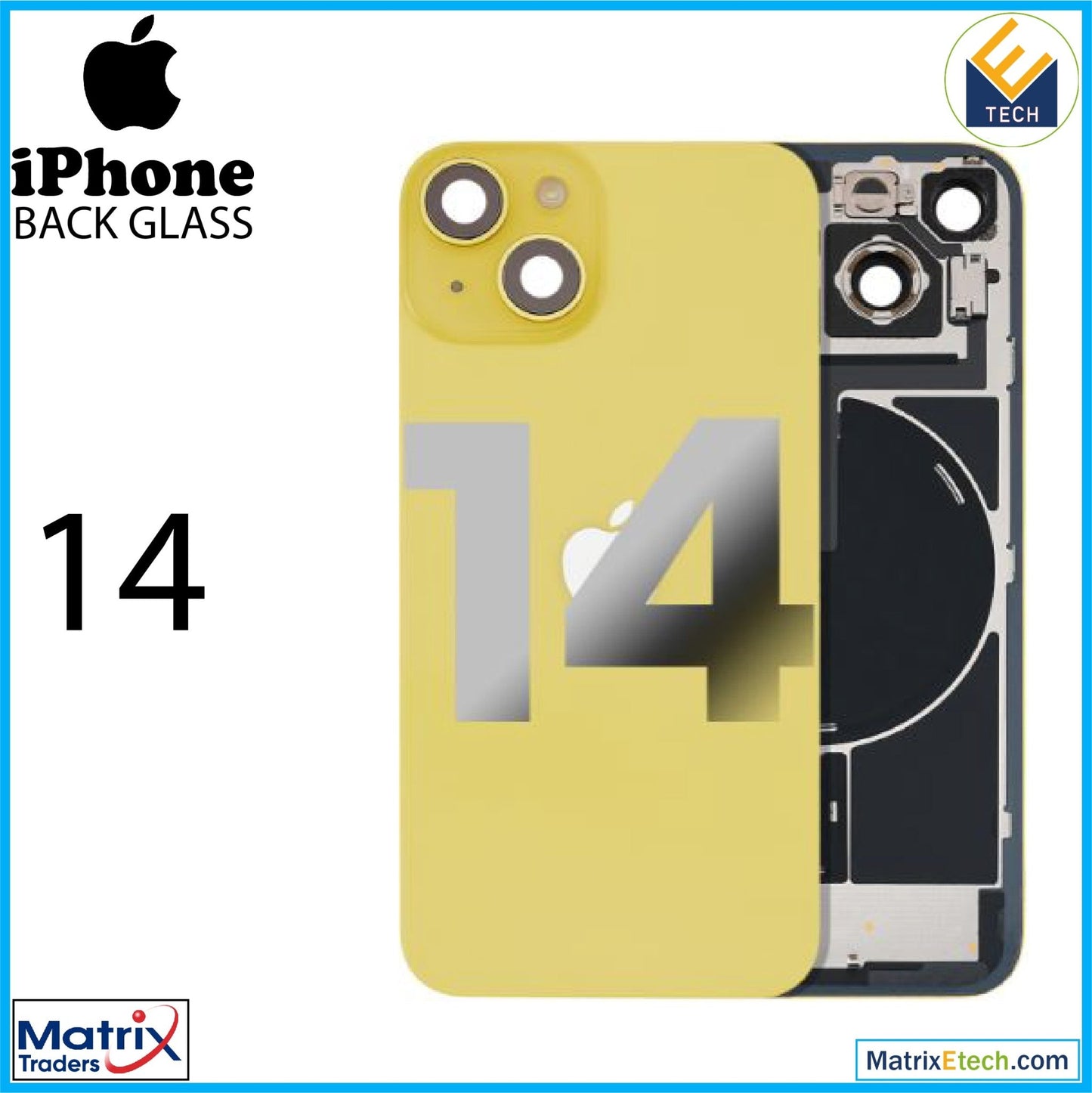 iPhone 14 Back Glass With Steel Plate (Used OEM Pull Grade A) - Matrix Traders