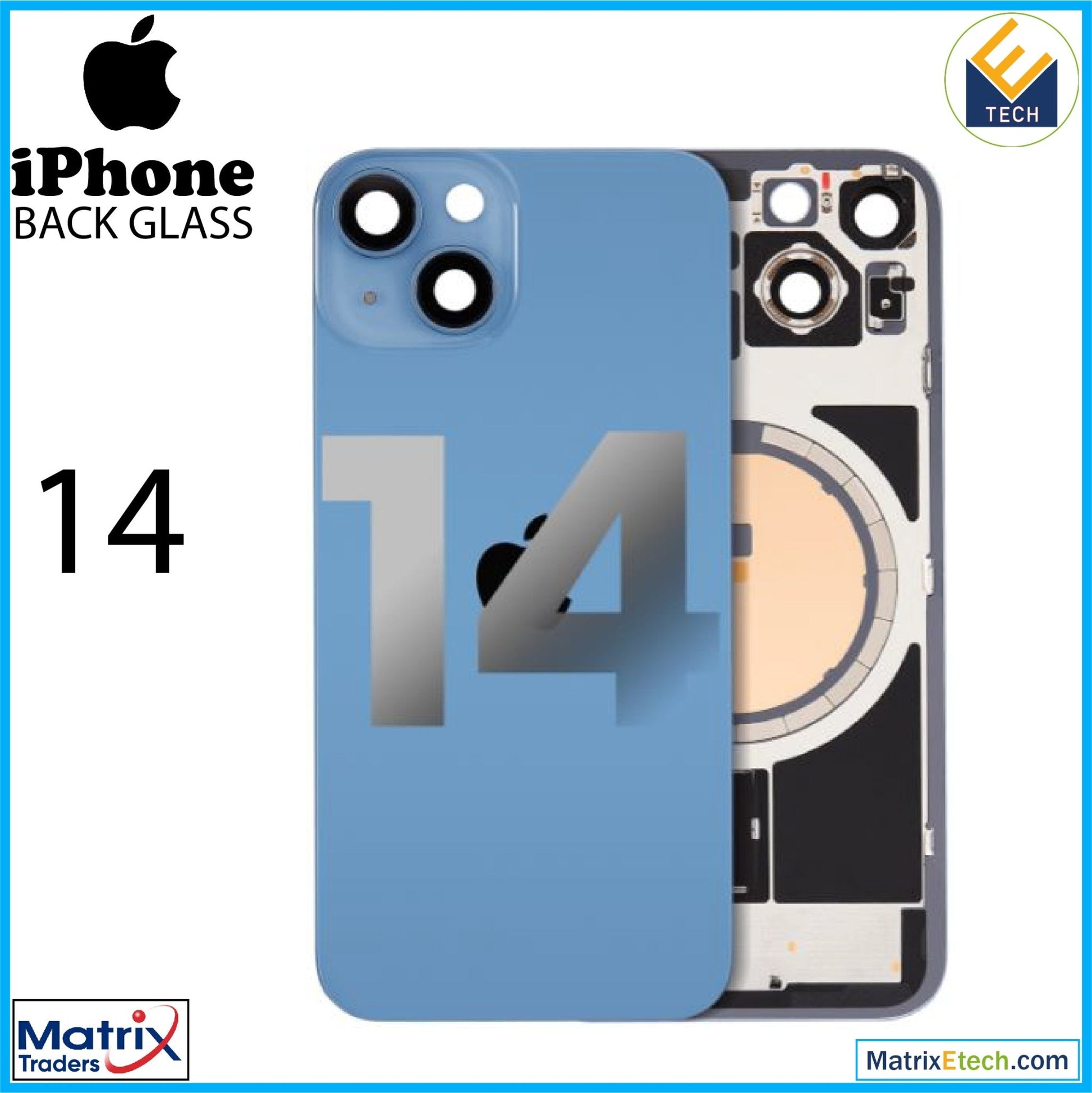 iPhone 14 Back Glass With Steel Plate (Used OEM Pull Grade B) - Matrix Traders