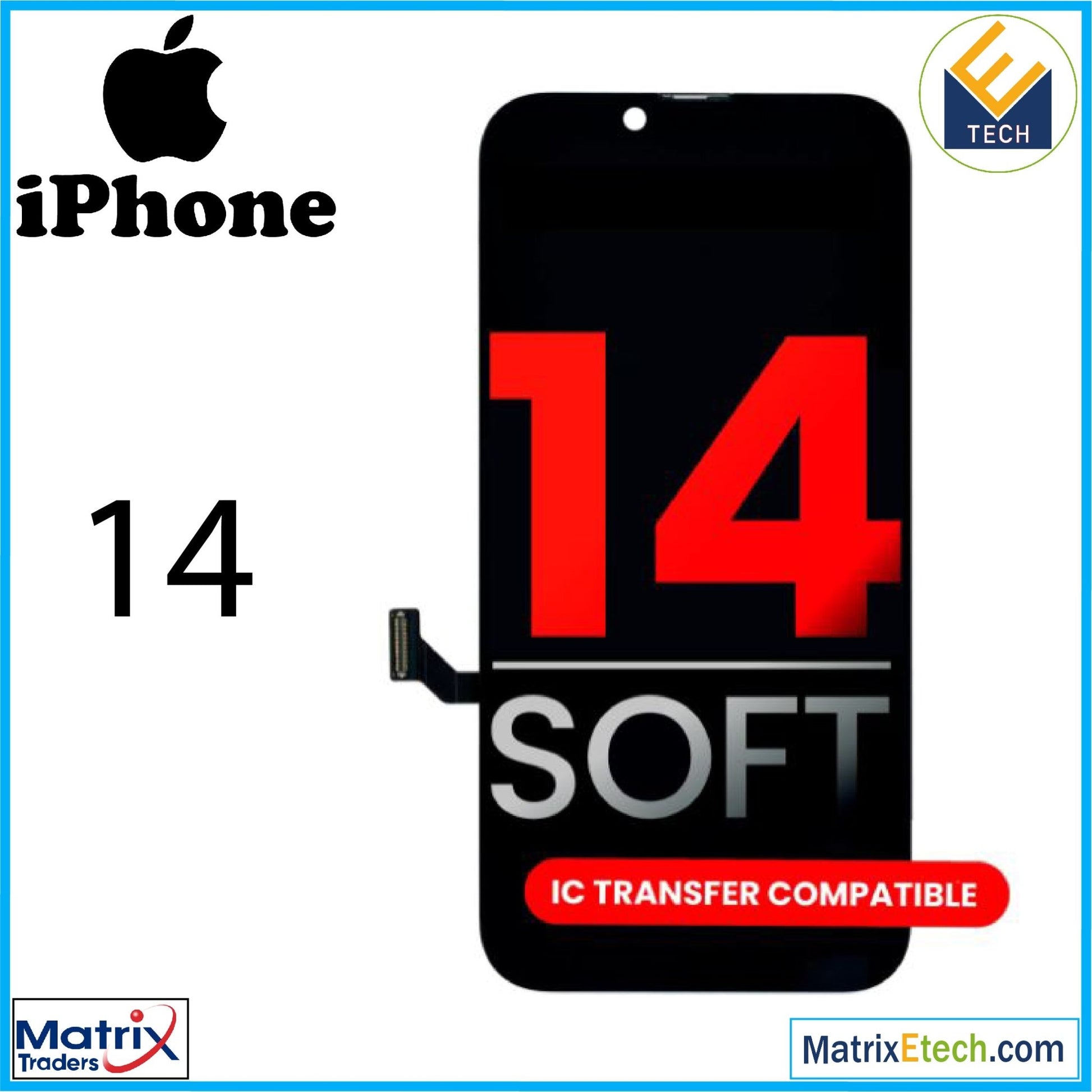 iPhone 14 OLED Assembly Screen Replacement (Aftermarket Plus) - Matrix Traders