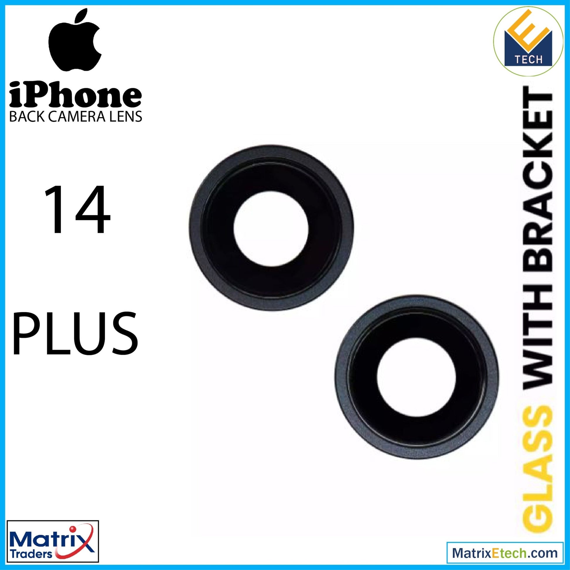 iPhone 14 Plus Back Camera Lens With Bracket & Bezel (2 Piece Set) - Matrix Traders