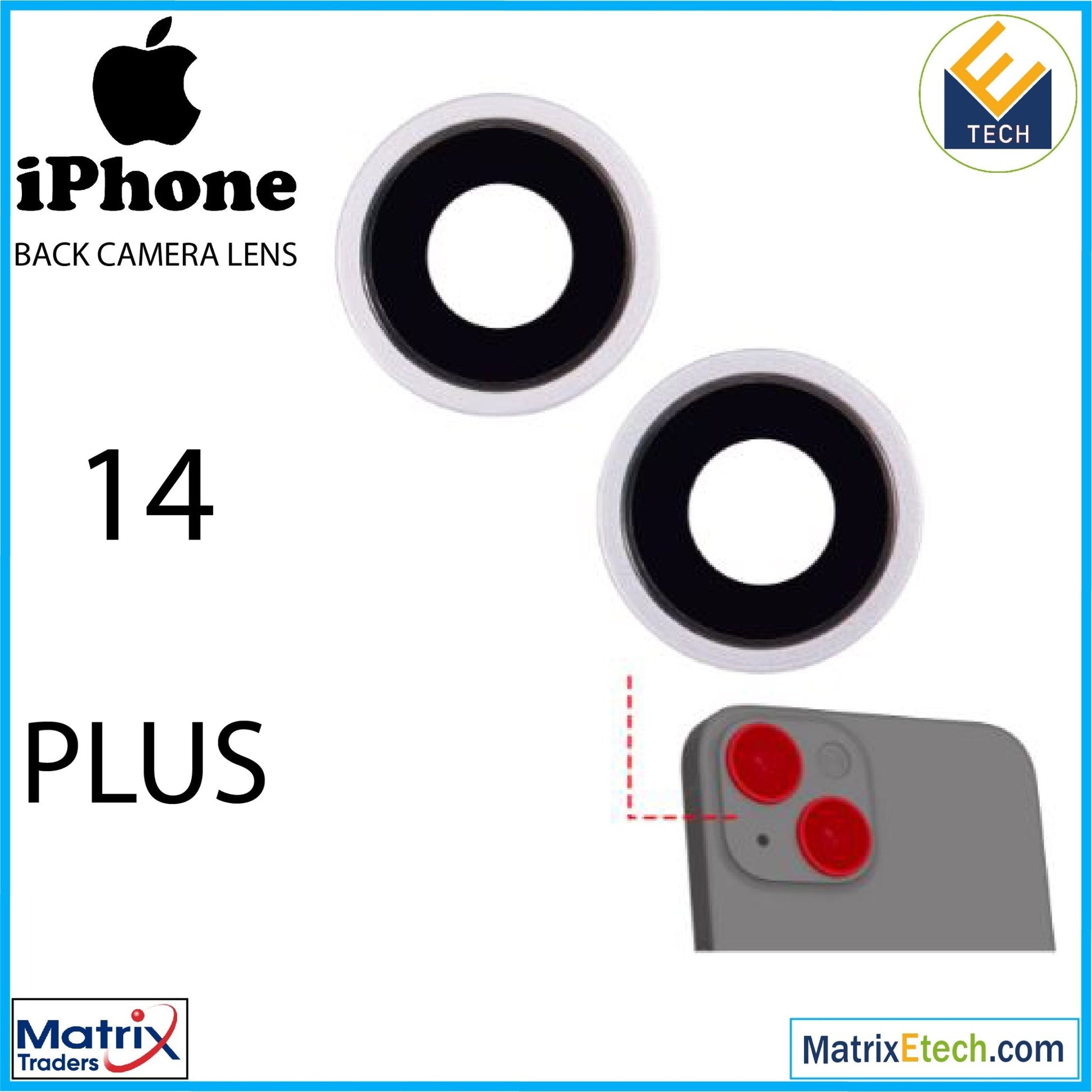 iPhone 14 Plus Back Camera Lens With Bracket & Bezel (2 Piece Set) - Matrix Traders