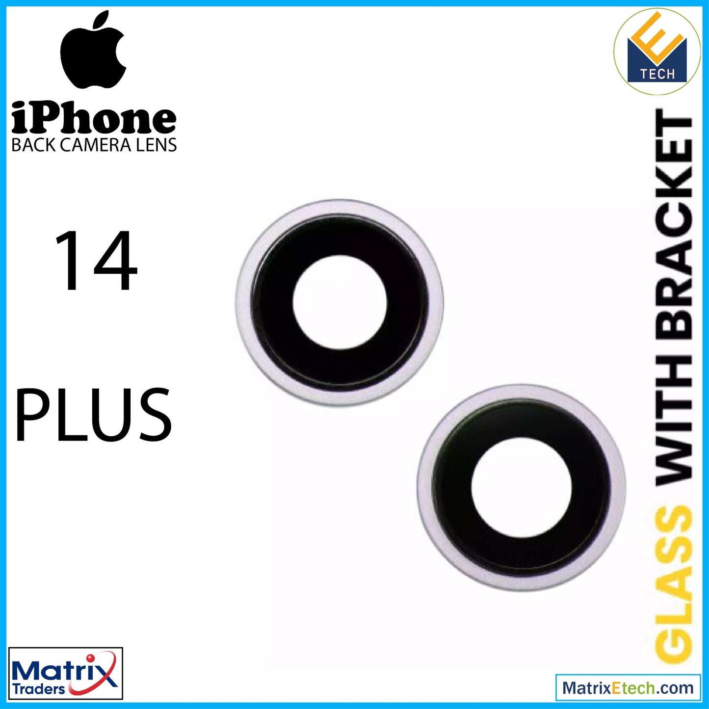 iPhone 14 Plus Back Camera Lens With Bracket & Bezel (2 Piece Set) - Matrix Traders