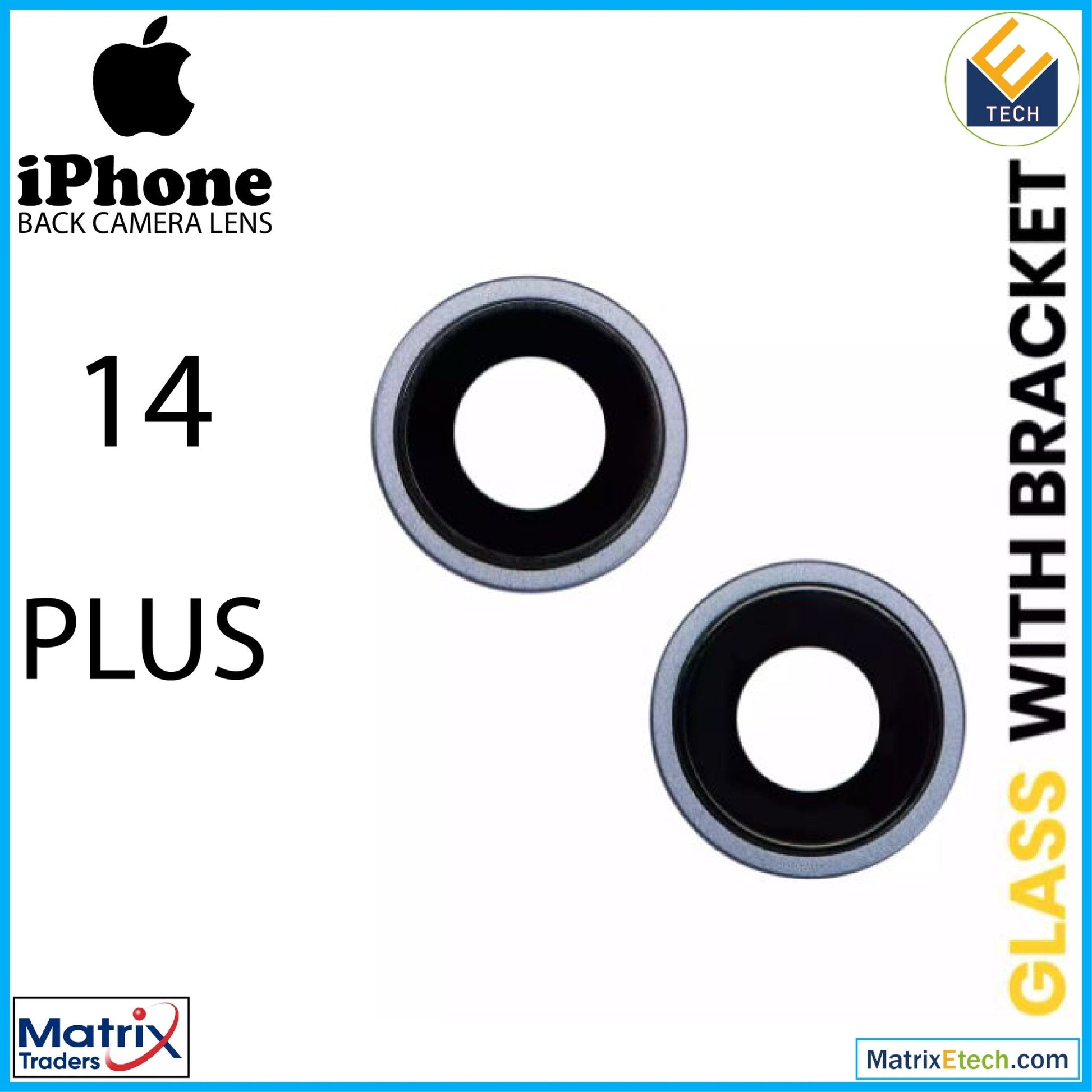 iPhone 14 Plus Back Camera Lens With Bracket & Bezel (2 Piece Set) - Matrix Traders