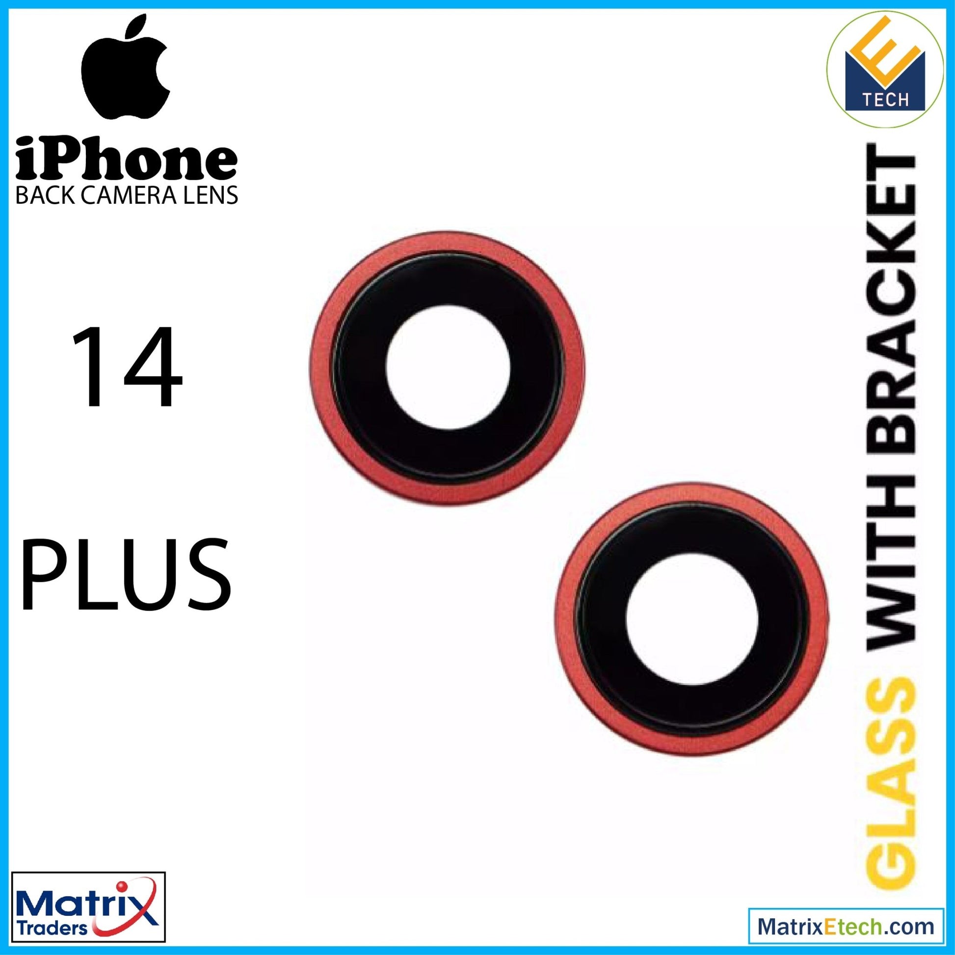 iPhone 14 Plus Back Camera Lens With Bracket & Bezel (2 Piece Set) - Matrix Traders