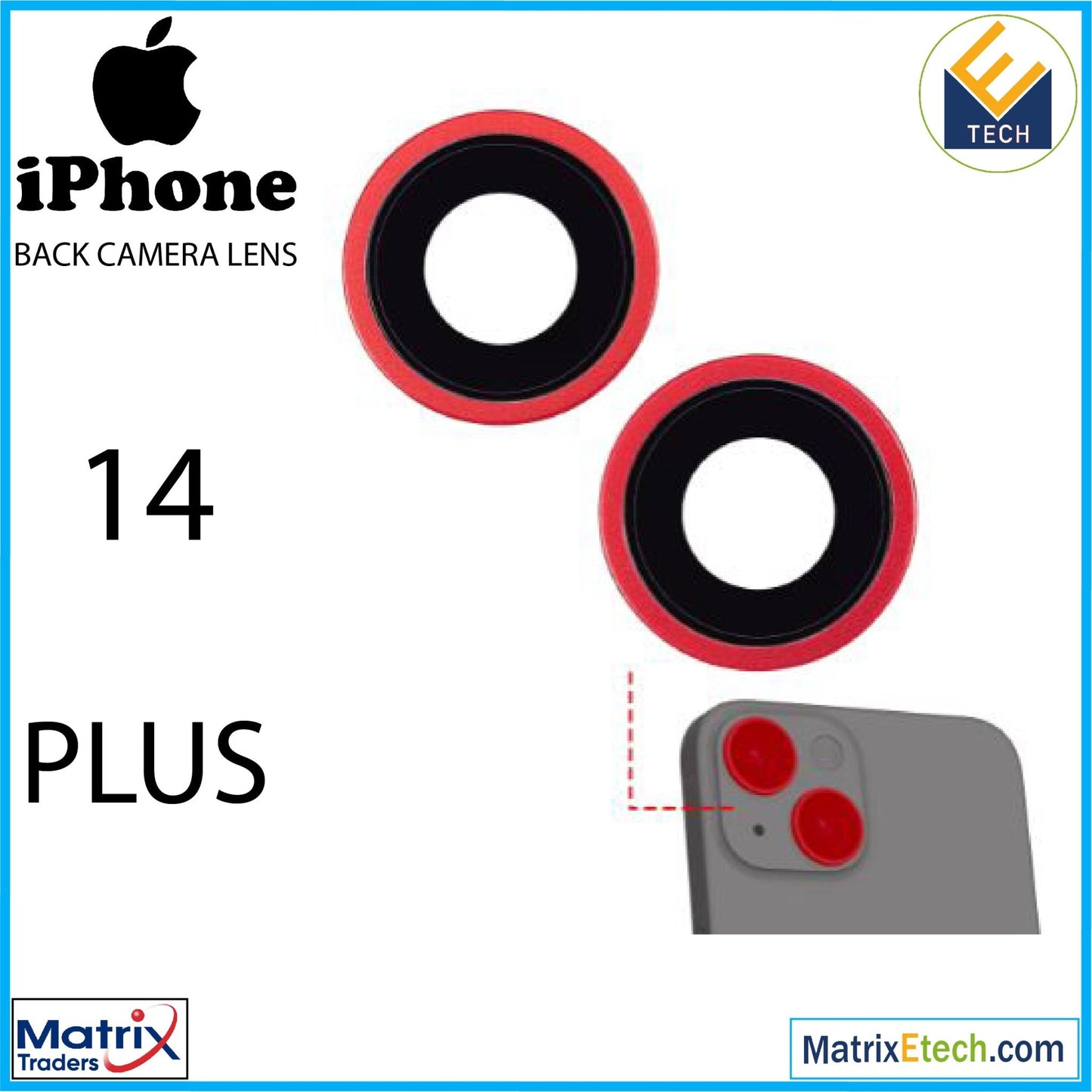 iPhone 14 Plus Back Camera Lens With Bracket & Bezel (2 Piece Set) - Matrix Traders