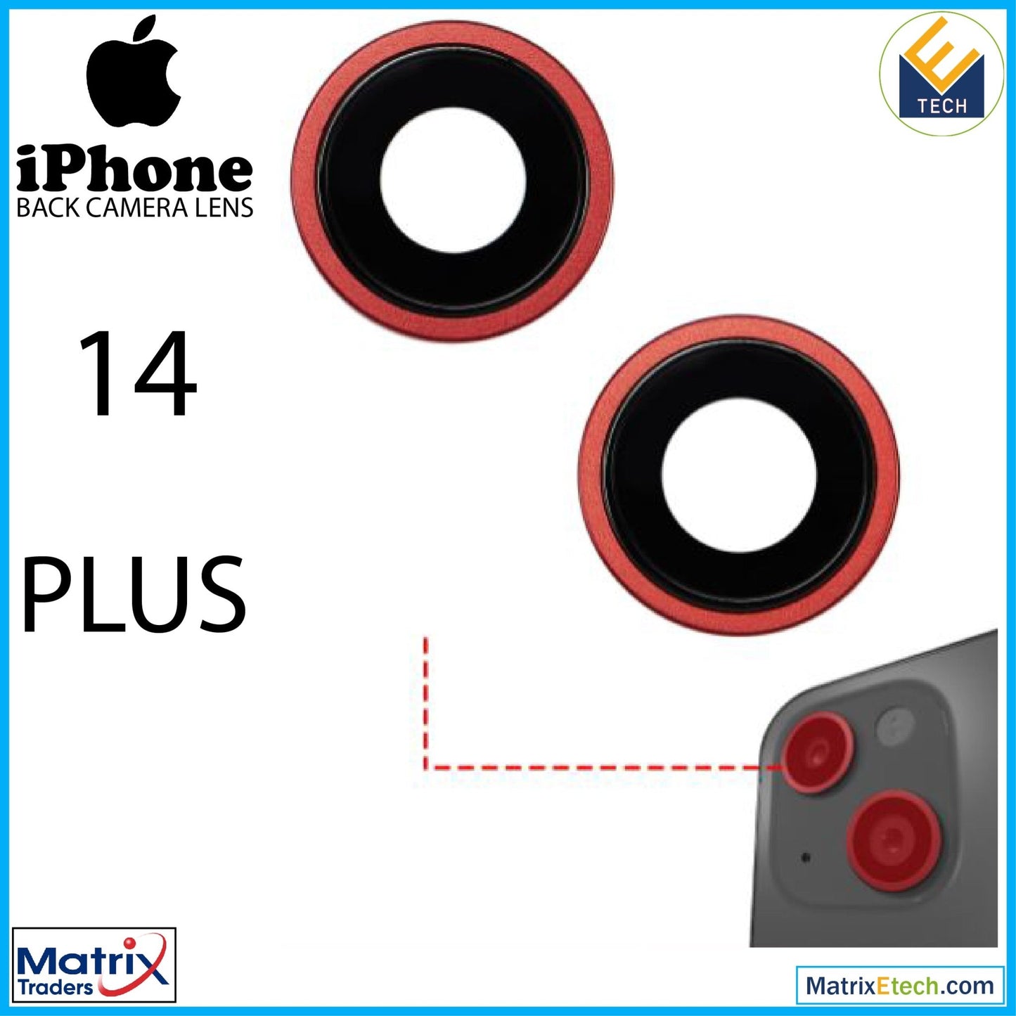 iPhone 14 Plus Back Camera Lens With Bracket & Bezel (2 Piece Set) - Matrix Traders