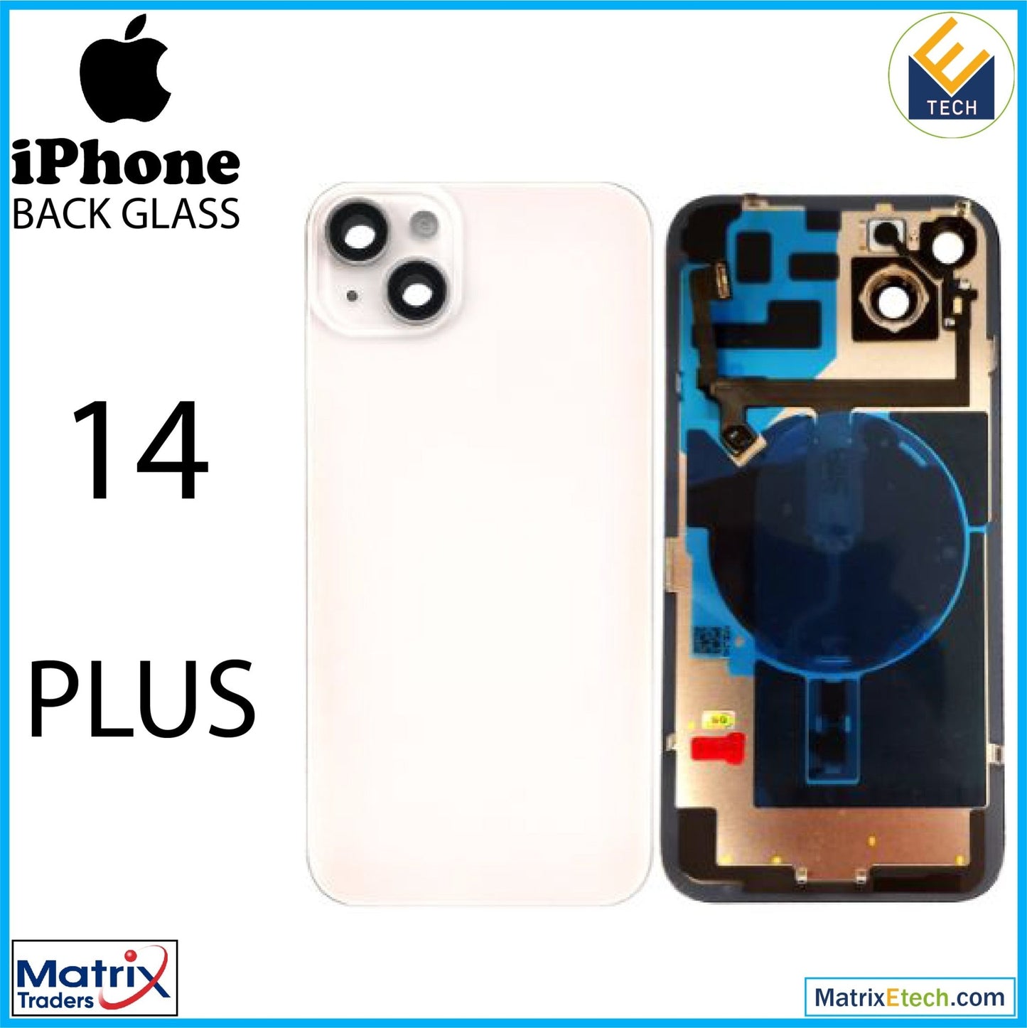 iPhone 14 Plus Back Glass With Steel Plate (Normal) - Matrix Traders