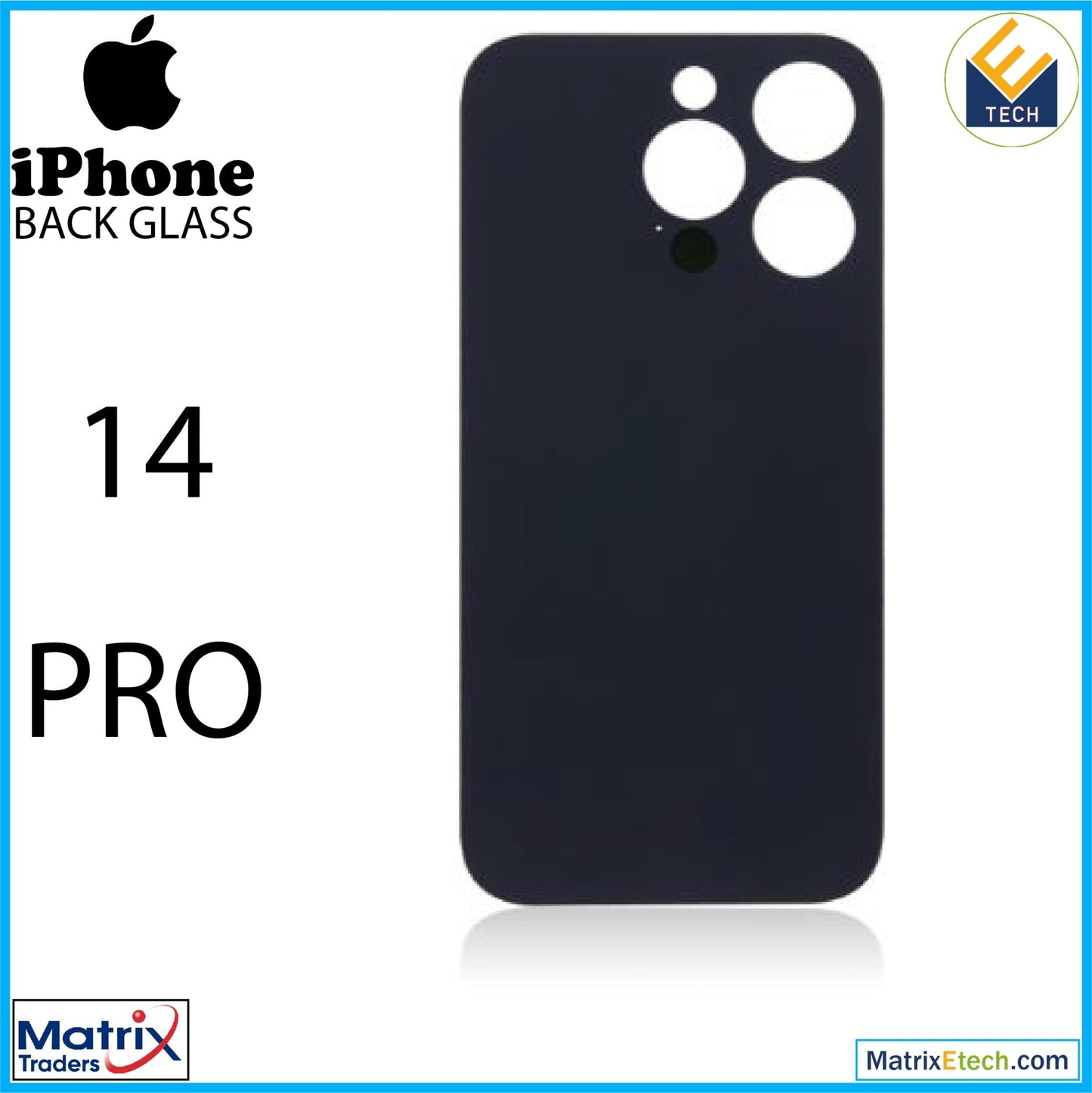 iPhone 14 Pro Back Glass With 3M Adhesive (Normal) - Matrix Traders