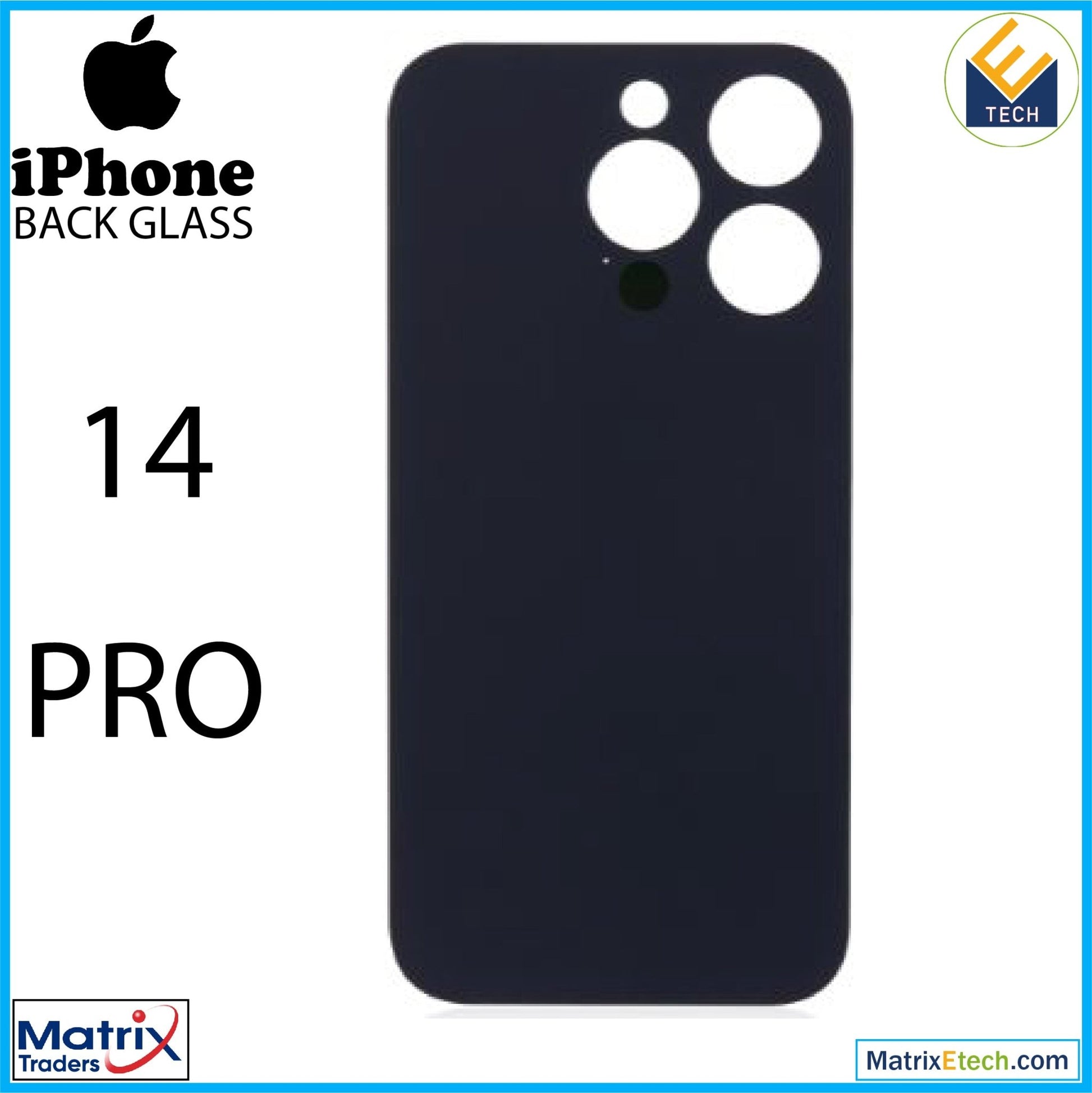 iPhone 14 Pro Back Glass With 3M Adhesive (Normal) - Matrix Traders