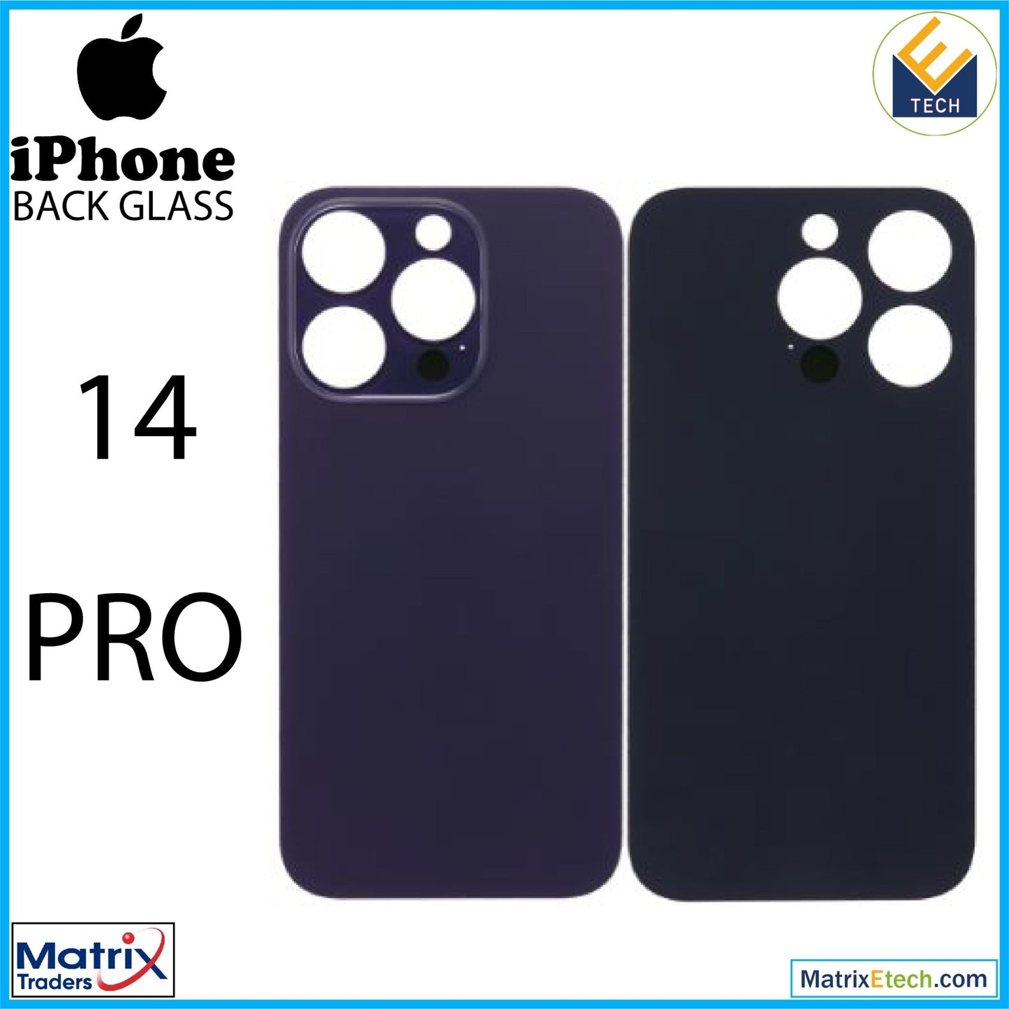 iPhone 14 Pro Back Glass With 3M Adhesive (Normal) - Matrix Traders