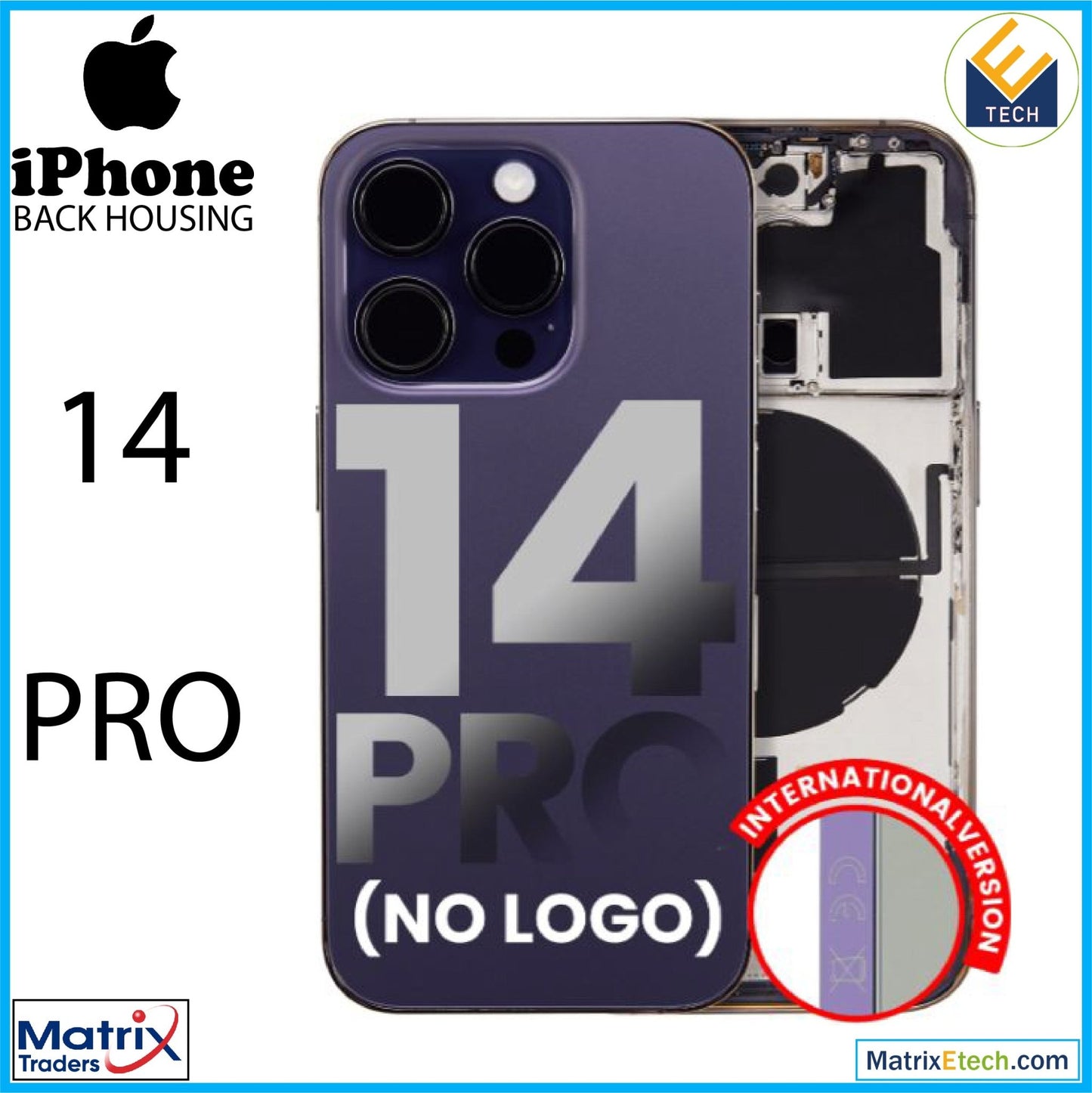 iPhone 14 Pro Back Housing W Small (International Version) (Aftermarket Plus) - Matrix Traders