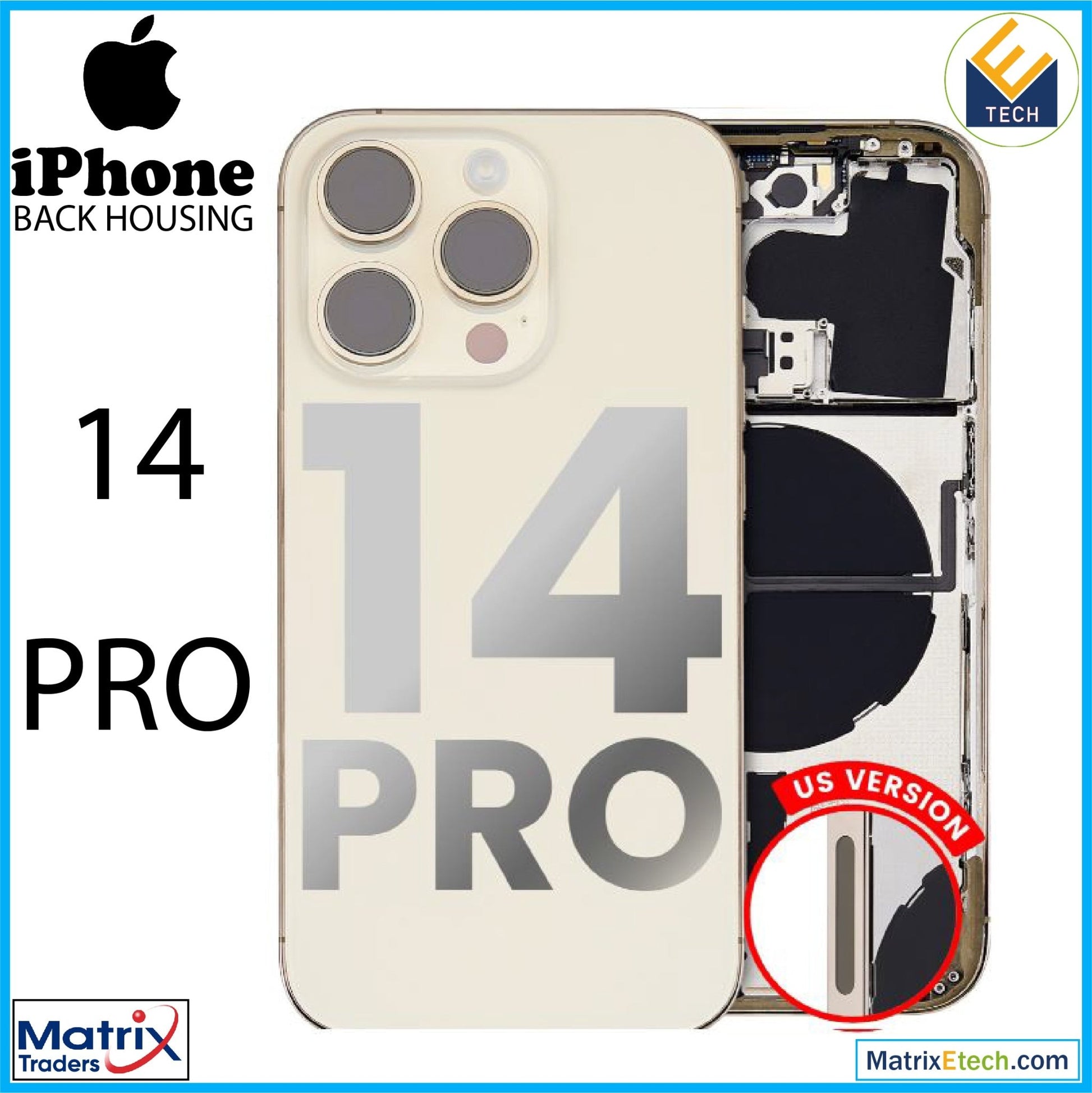 iPhone 14 Pro Back Housing W Small Pre - Installed (U.S Version) - Matrix Traders