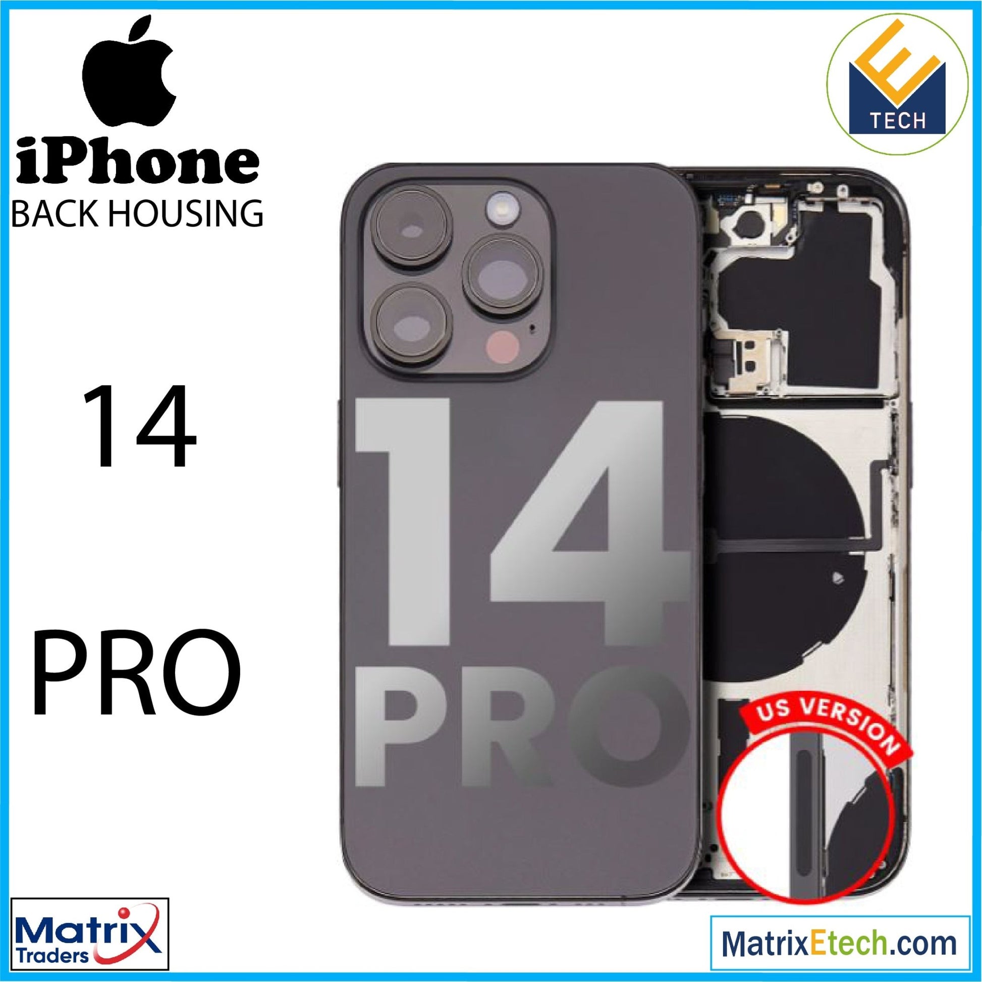 iPhone 14 Pro Back Housing W Small (U.S Version) (Pull Grade B) - Matrix Traders