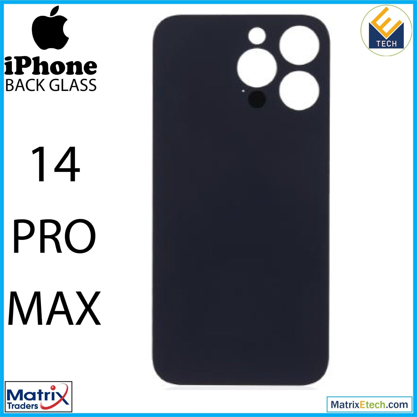 iPhone 14 Pro Max Back Glass With 3M Adhesive (Normal) - Matrix Traders