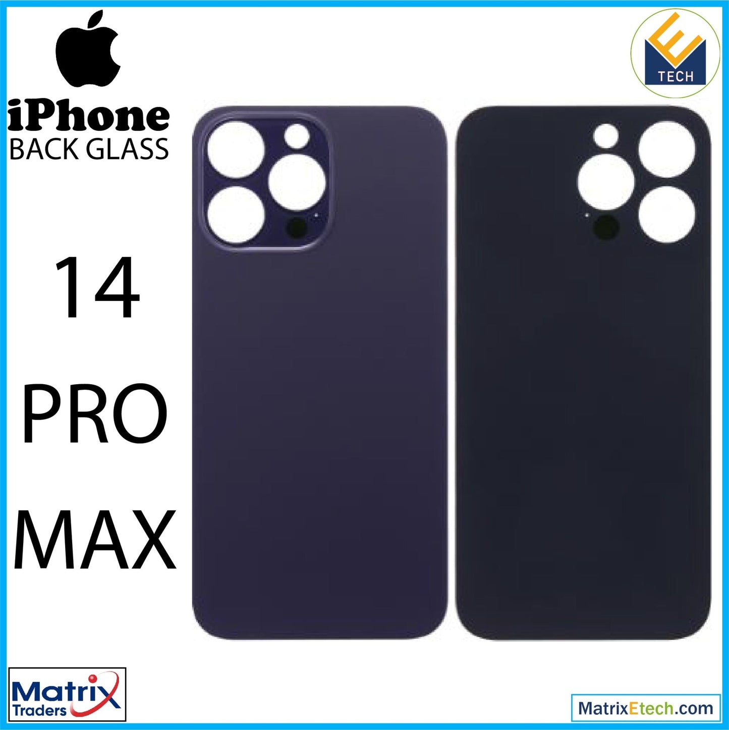 iPhone 14 Pro Max Back Glass With 3M Adhesive (Normal) - Matrix Traders