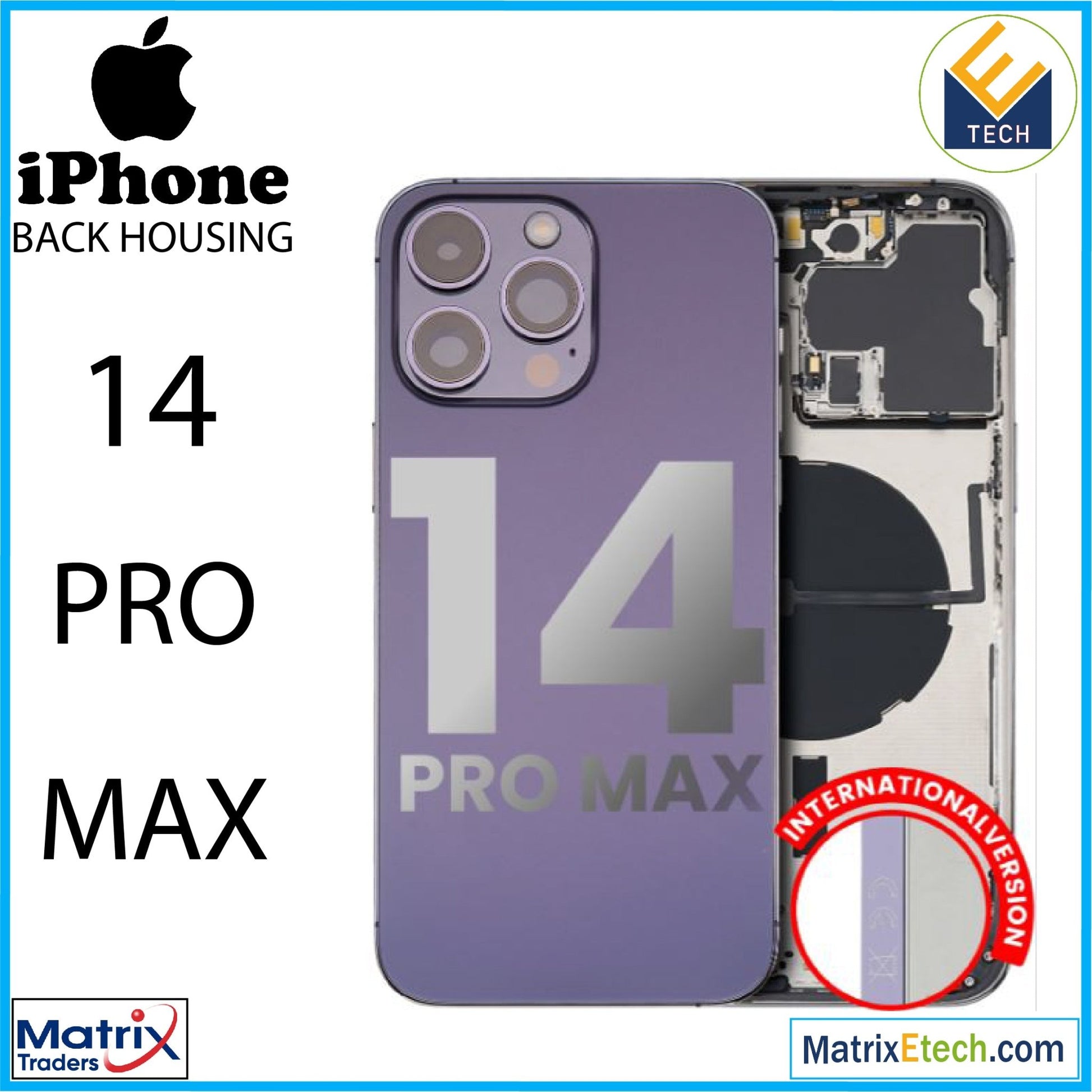 iPhone 14 Pro Max Back Housing W Small (International Version) - Matrix Traders