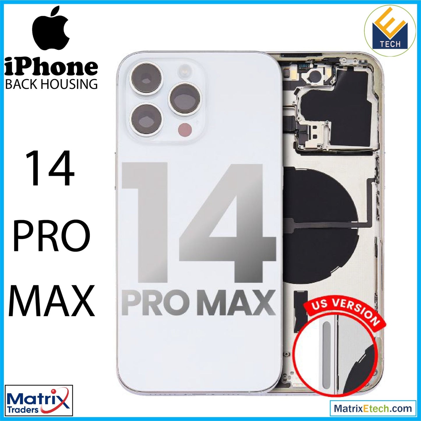 iPhone 14 Pro Max Back Housing W Small Pre - Installed (U.S Version) - Matrix Traders