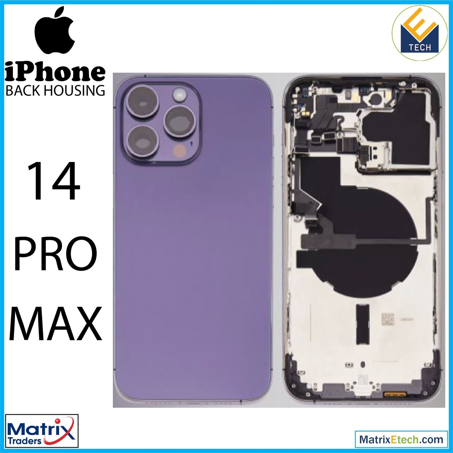 iPhone 14 Pro Max Back Housing W Small Pre - Installed (U.S Version) - Matrix Traders