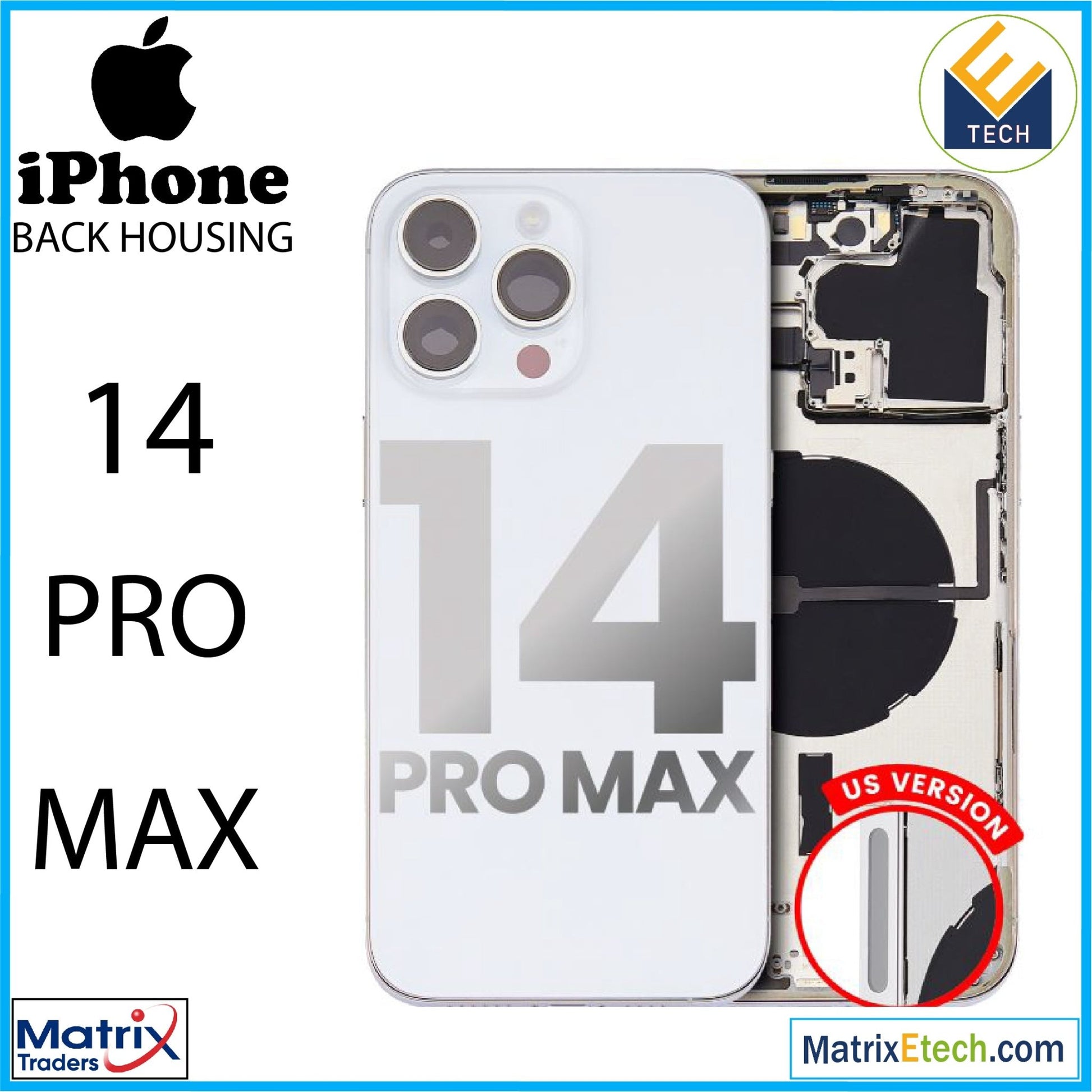 iPhone 14 Pro Max Back Housing W Small Pre - Installed (U.S Version) - Matrix Traders