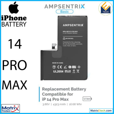 iPhone 14 Pro Max Replacement Battery (AmpSentrix Basic) - Matrix Traders