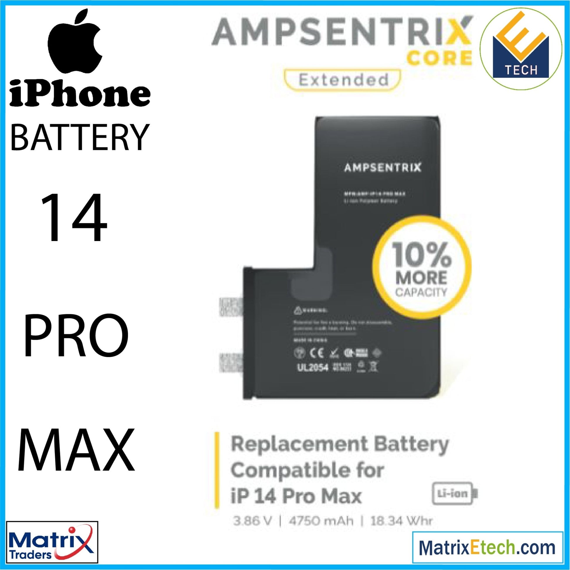 IPhone 14 Pro Max Replacement Battery (Core Extended) - Matrix Traders