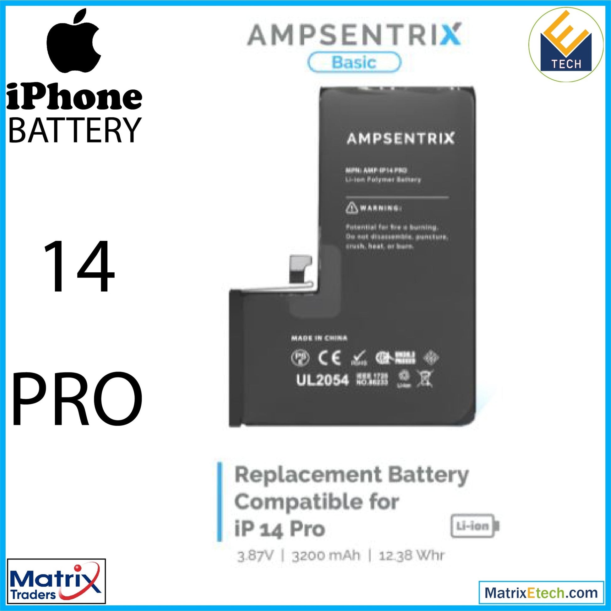 iPhone 14 Pro Replacement Battery - Matrix Traders