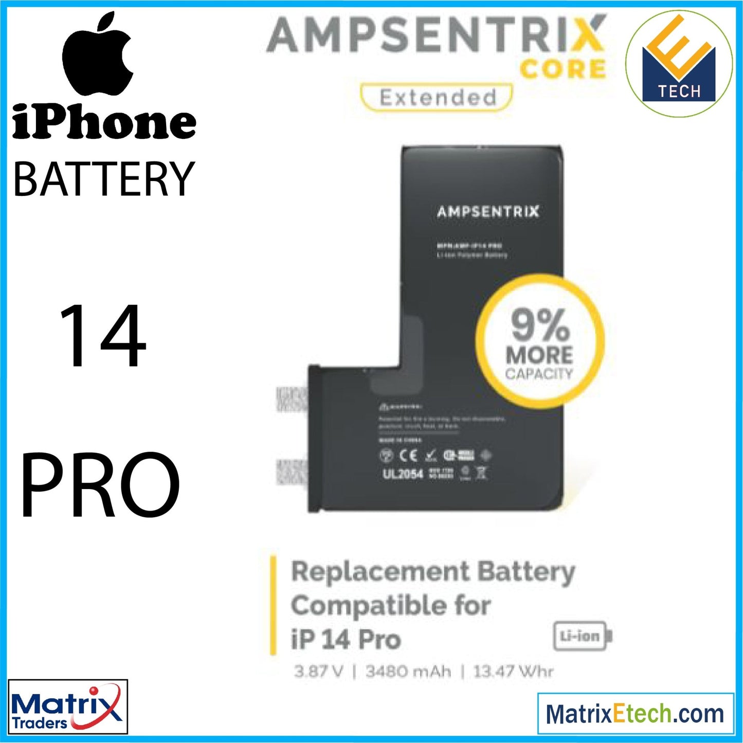 IPhone 14 Pro Replacement Battery (Core Extended) - Matrix Traders