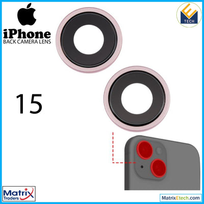 iPhone 15 Back Camera Lens With Bracket & Bezel (2 Piece Set) - Matrix Traders