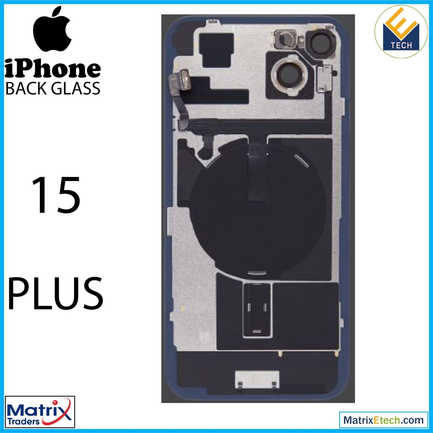 iPhone 15 Plus Back Glass With Steel Plate (Used OEM Pull Grade A) - Matrix Traders