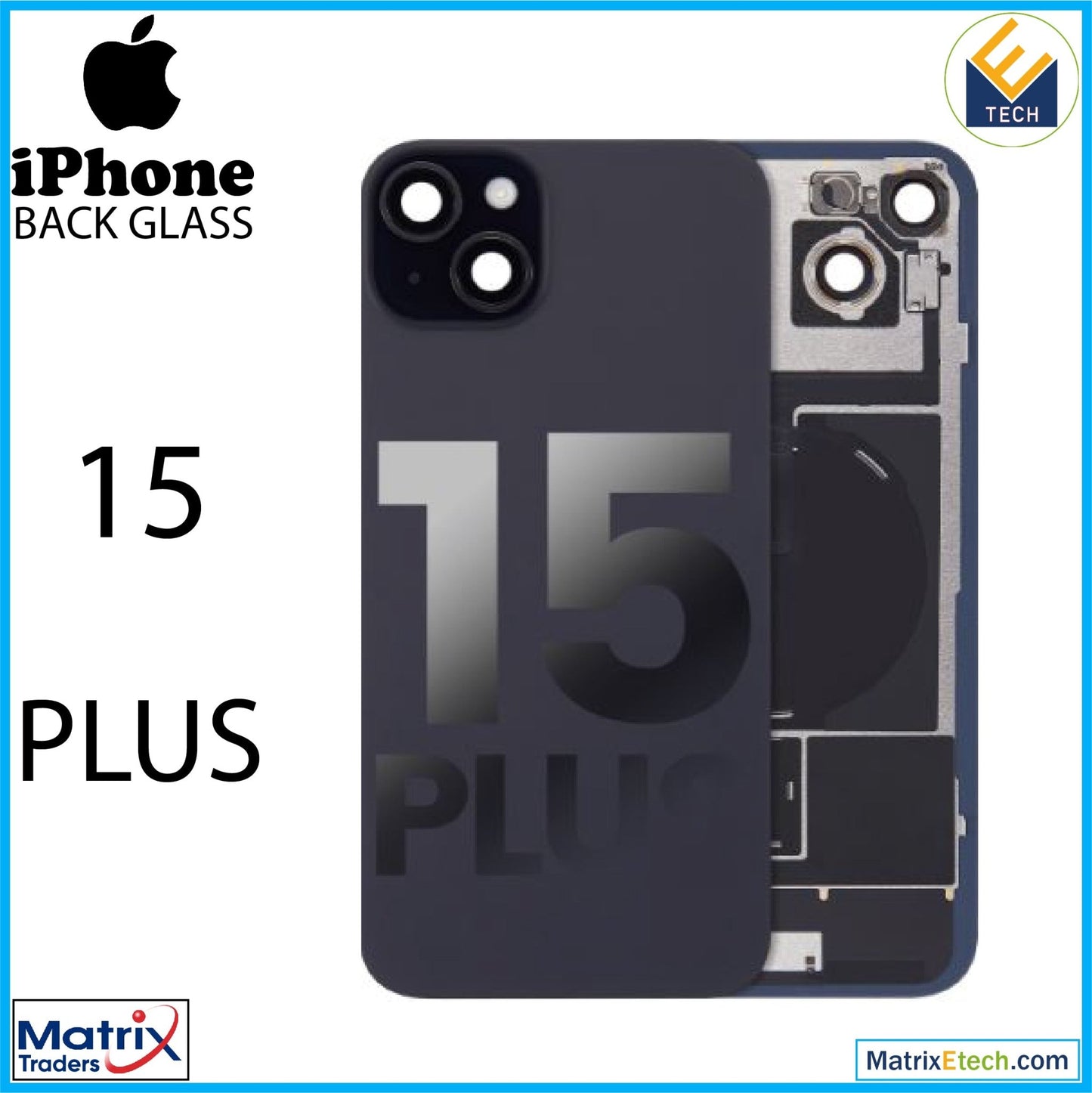 iPhone 15 Plus Back Glass With Steel Plate (Used OEM Pull Grade A) - Matrix Traders