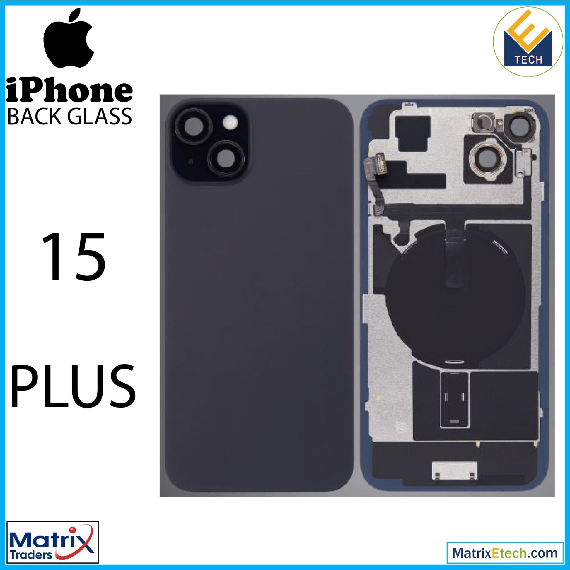 iPhone 15 Plus Back Glass With Steel Plate (Used OEM Pull Grade A) - Matrix Traders