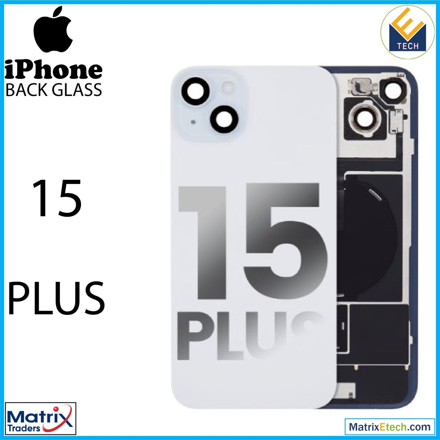 iPhone 15 Plus Back Glass With Steel Plate (Used OEM Pull Grade A) - Matrix Traders