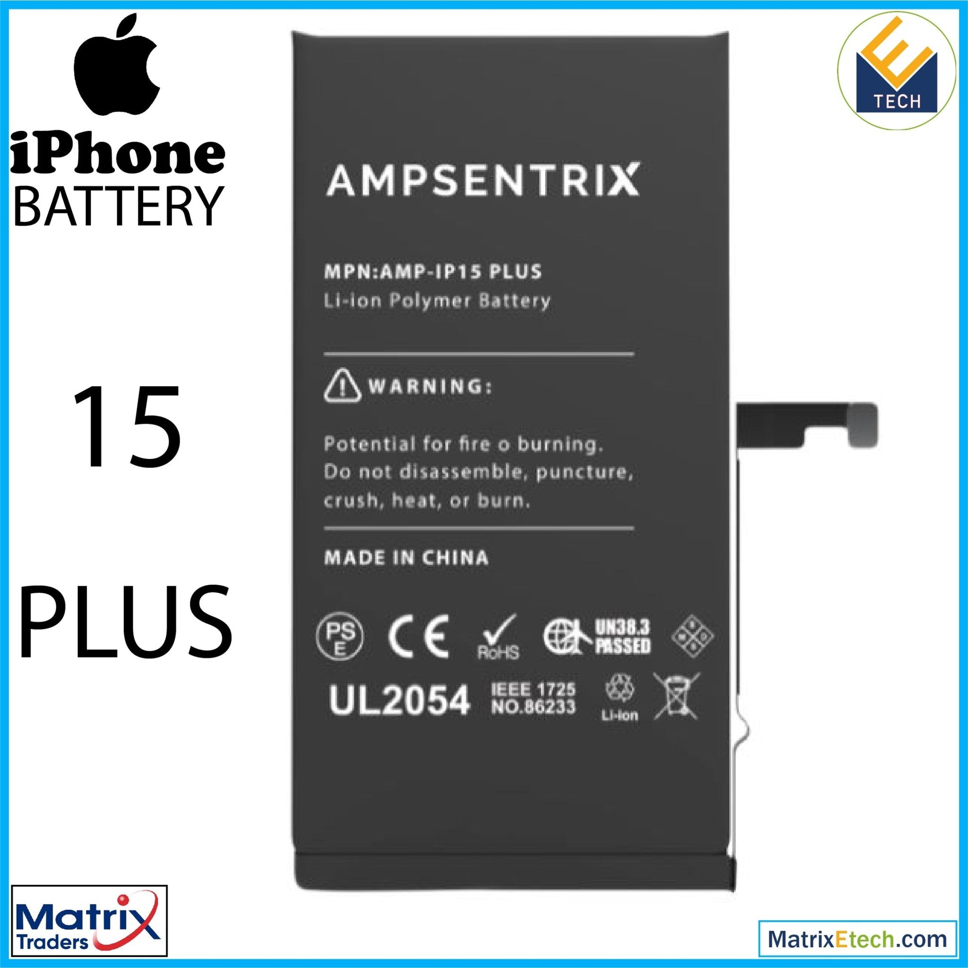 iPhone 15 Plus Replacement Battery (Basic) - Matrix Traders