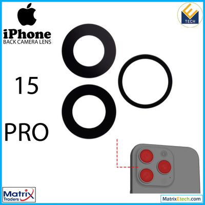 iPhone 15 Pro Back Camera Lens (Glass Only) With Adhesive (3 Piece Set) - Matrix Traders