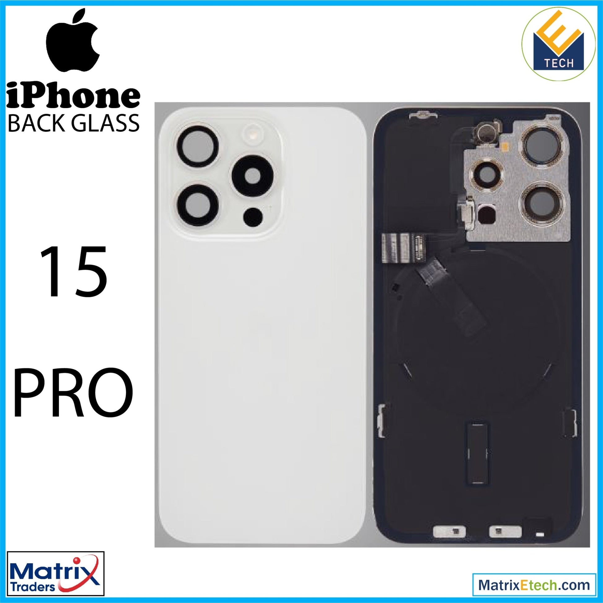 iPhone 15 Pro Back Glass With Steel Plate (Pull Grade A) - Matrix Traders