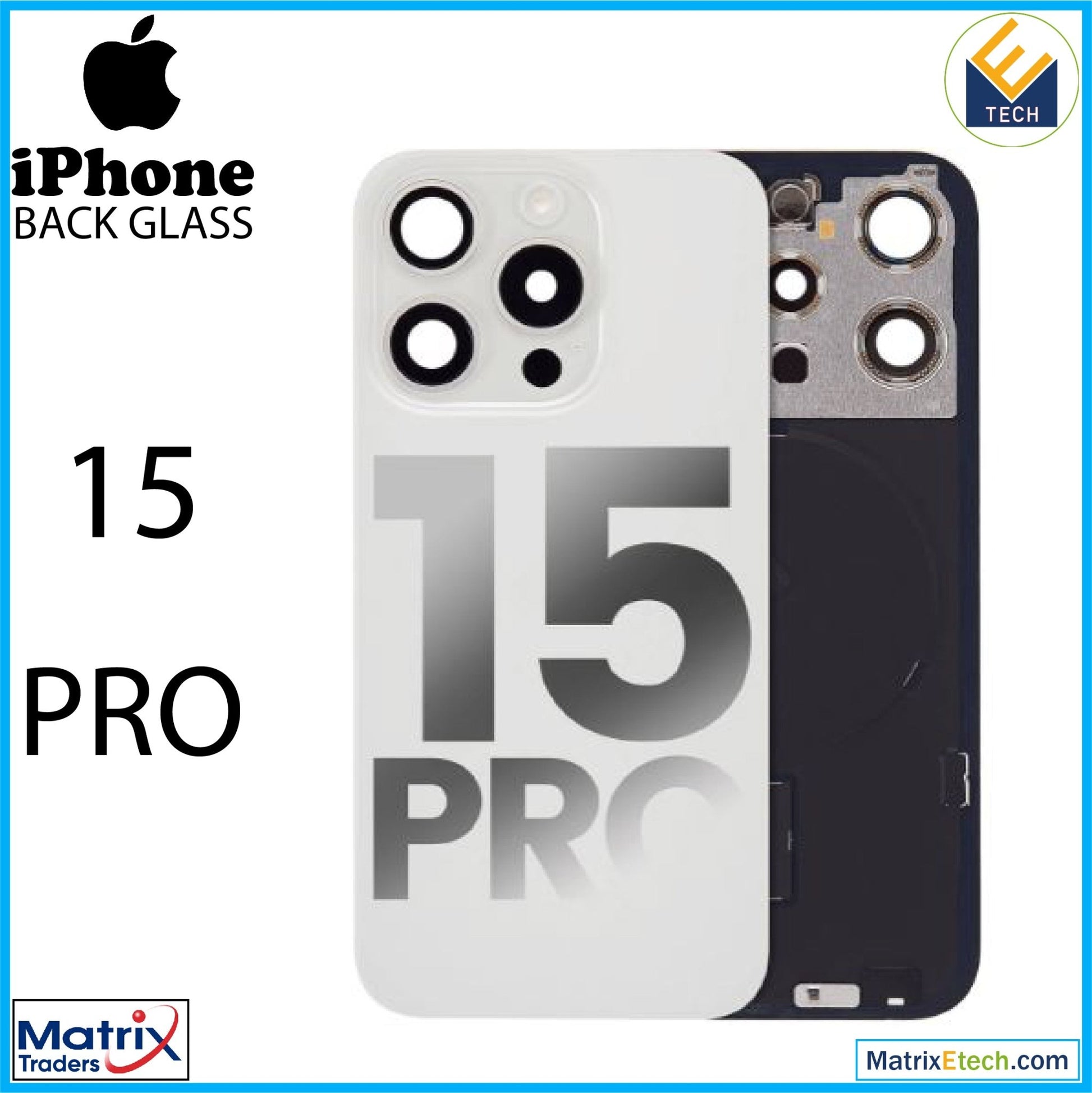 iPhone 15 Pro Back Glass With Steel Plate (Pull Grade A) - Matrix Traders