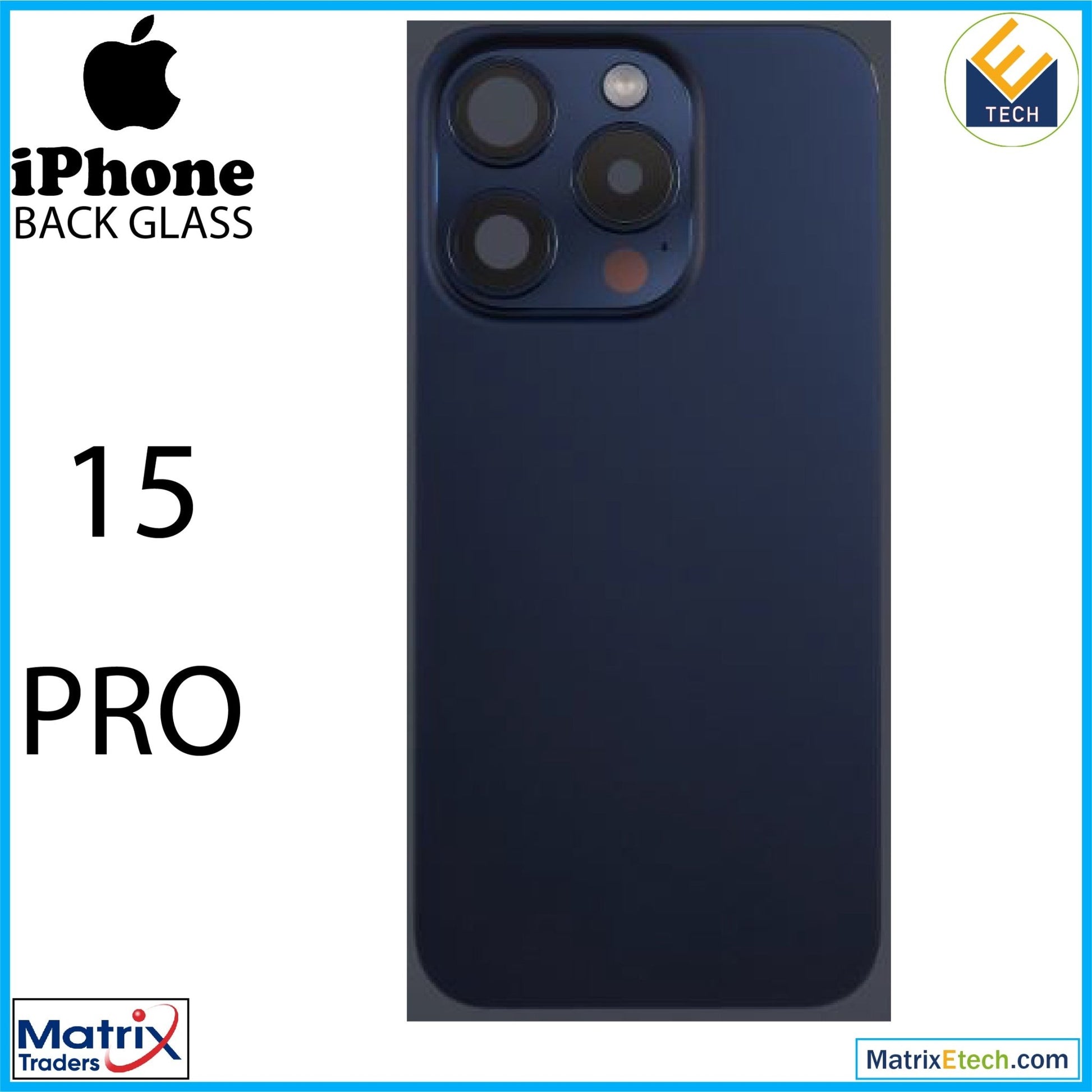 iPhone 15 Pro Back Glass With Steel Plate (Used OEM Pull Grade A) - Matrix Traders