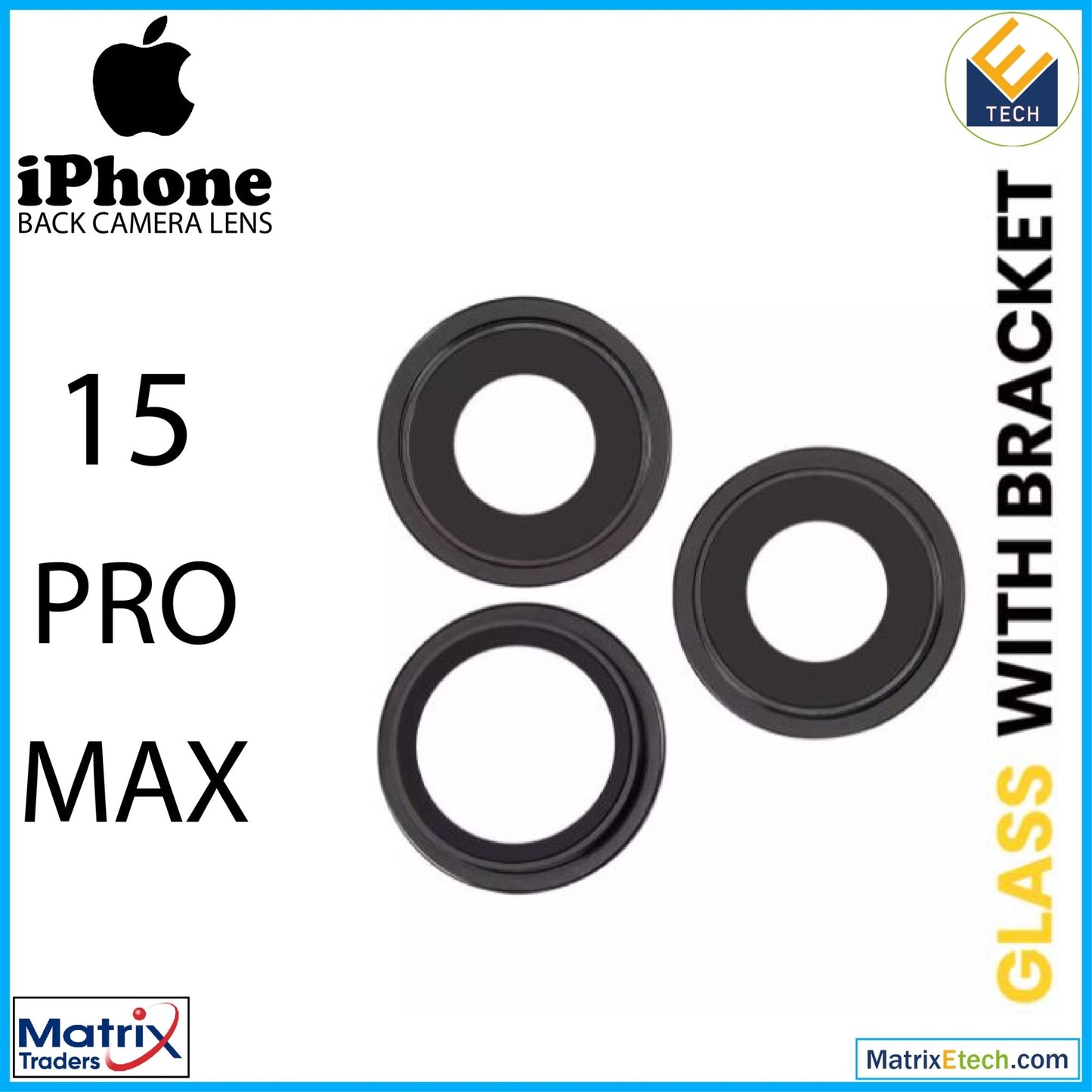 iPhone 15 Pro Max Back Camera Lens With Bracket & Bezel (3 Piece Set) - Matrix Traders